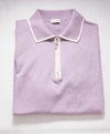 $440 LUCIANO BARBERA - Purple Tipped Cotton/CASHMERE Zip Polo - M (50EU)