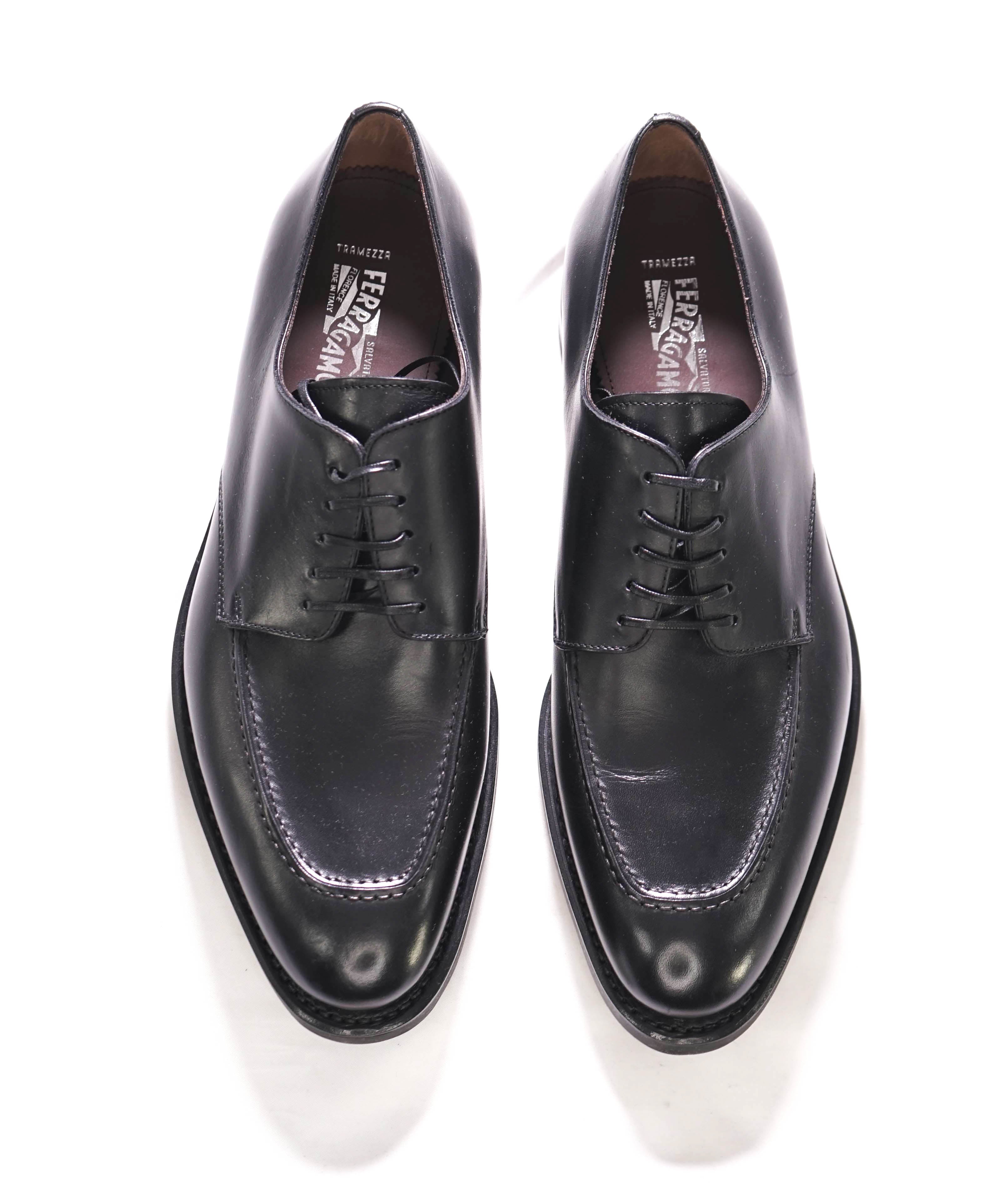 $1,395 SALVATORE FERRAGAMO - "TRAMEZZA" Black Apron LUG SOLE Oxfords - 11 EE