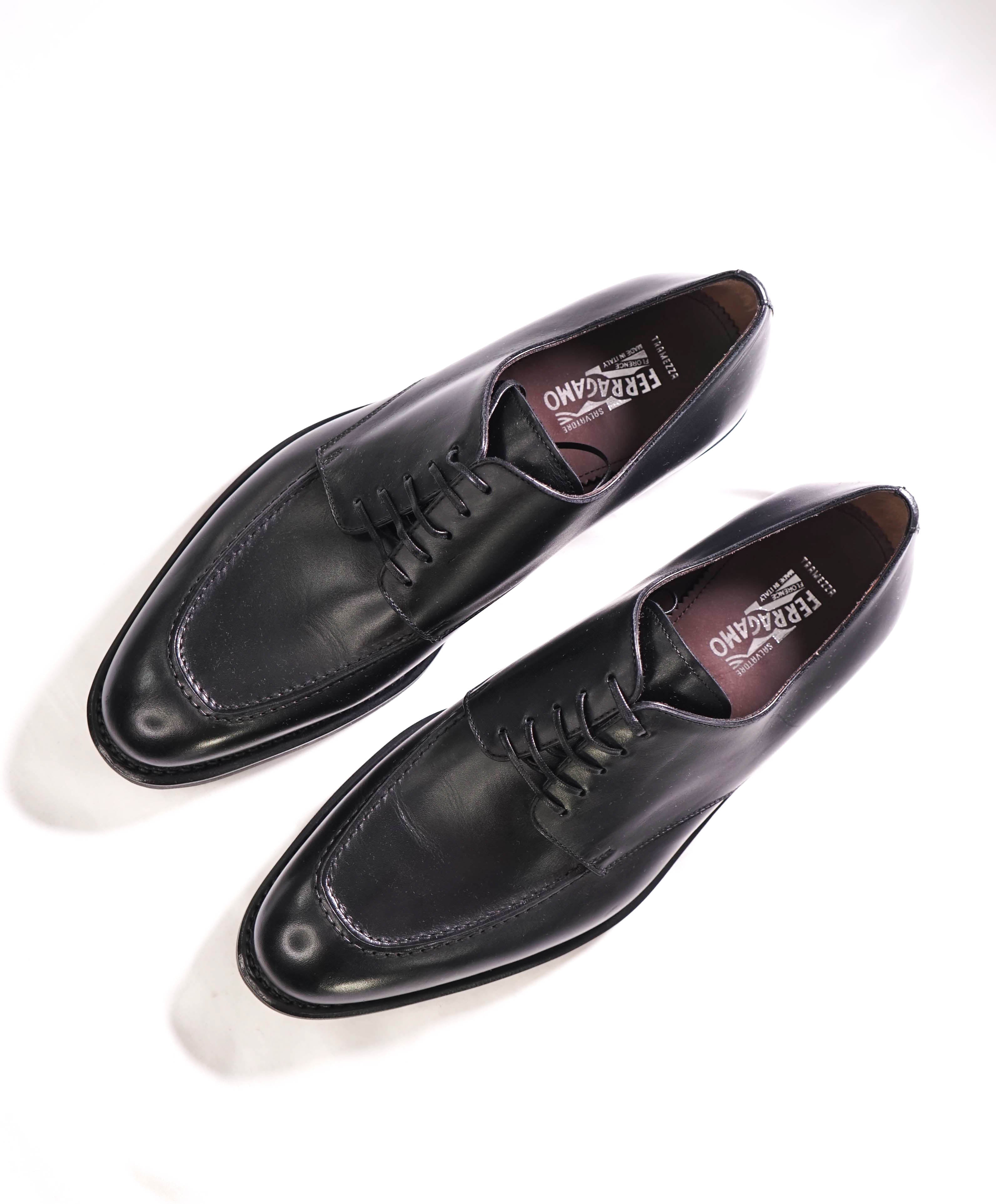 $1,395 SALVATORE FERRAGAMO - "TRAMEZZA" Black Apron LUG SOLE Oxfords - 11 EE