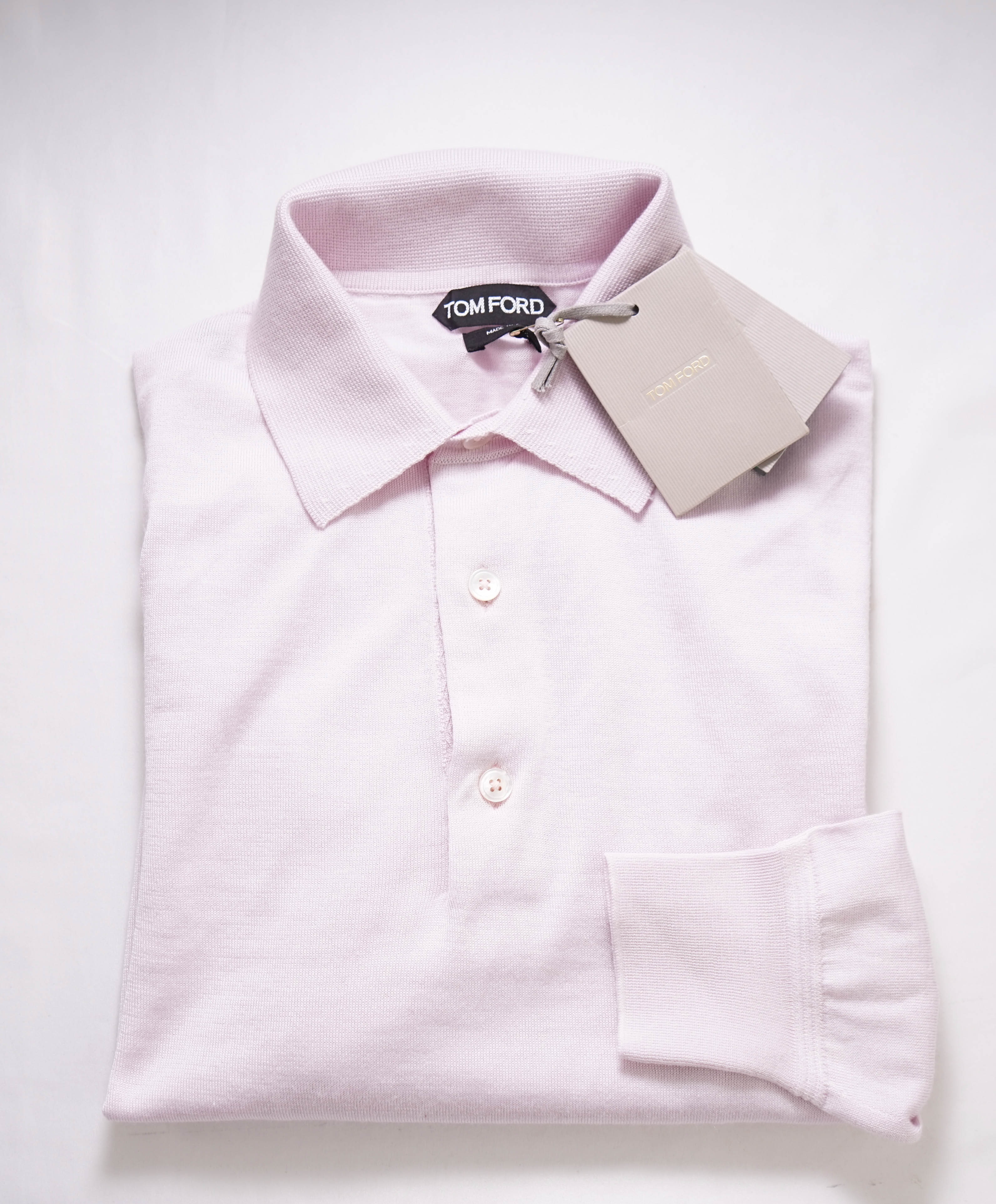 $1,595 TOM FORD-  Dusty Pink/Lavender CAHSMERE/SIlk Polo Sweater - XS(36R)