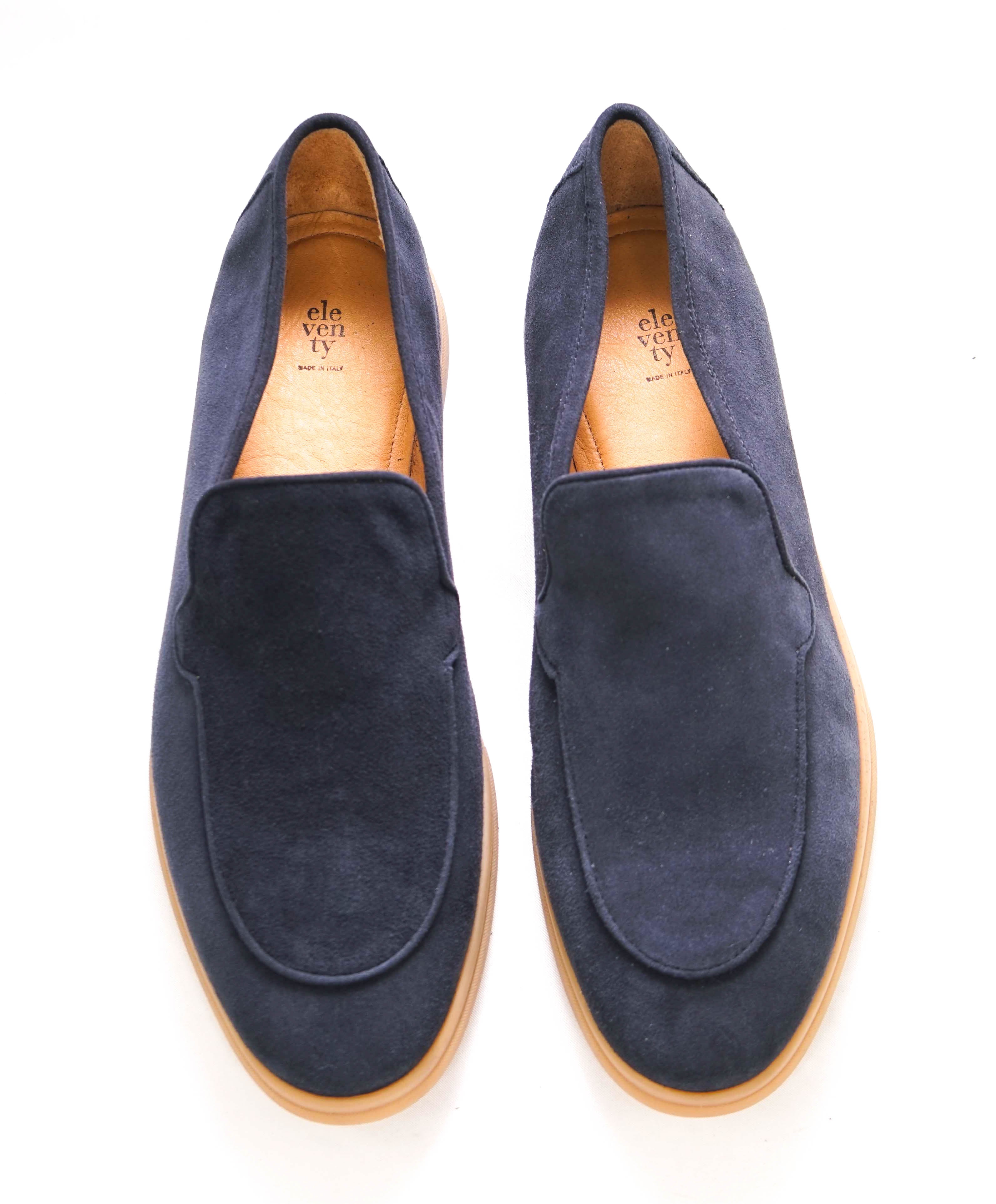 $795 ELEVENTY - Navy *SUMMER WALK* Suede Almond Toe Loafer - 10 US (43EU)