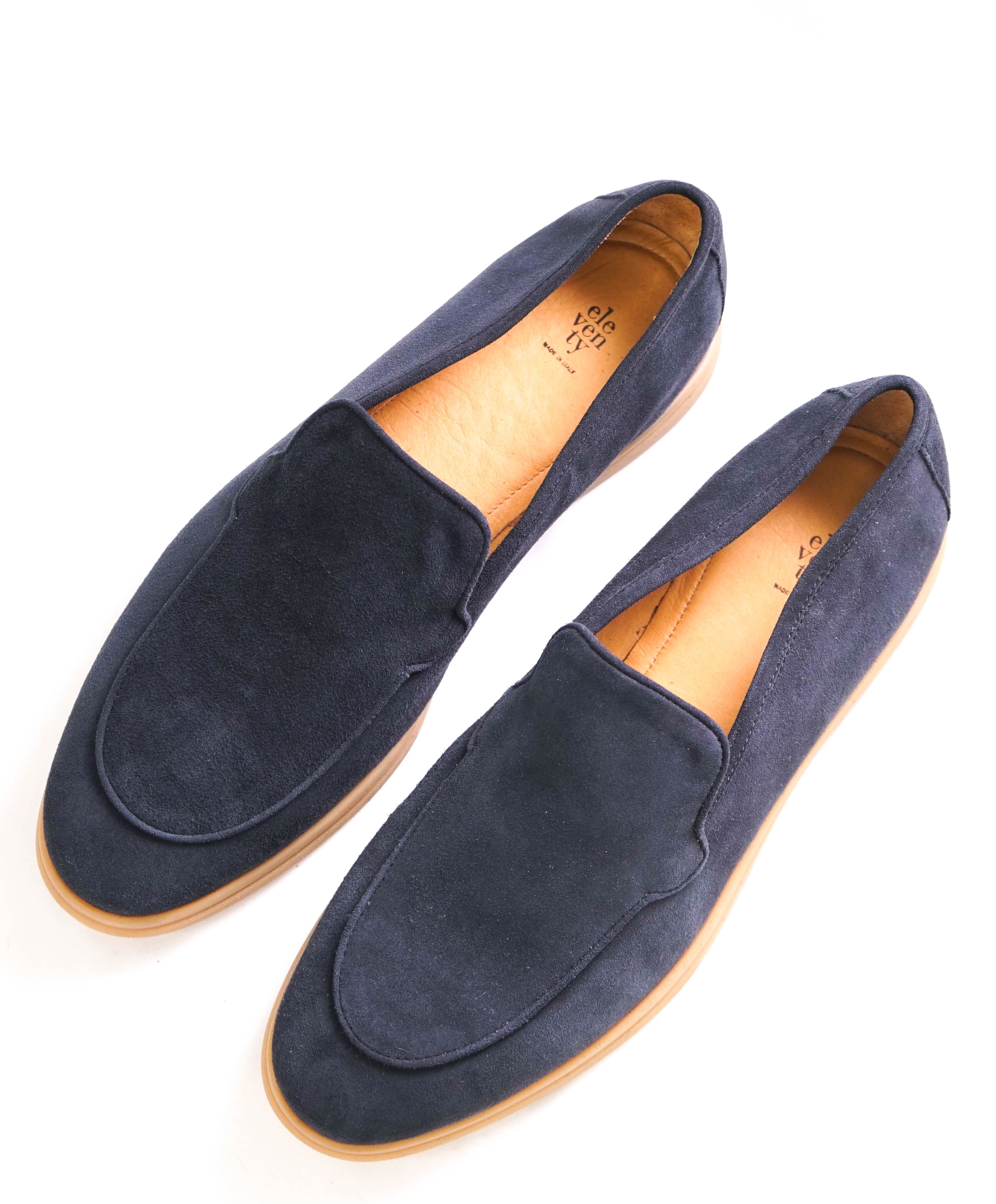 $795 ELEVENTY - Navy *SUMMER WALK* Suede Almond Toe Loafer - 10 US (43EU)