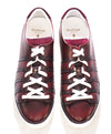 $1,140 CORTHAY - "90" Burgundy Brown LOGO Hand Patina Leather Sneakers - 10 US