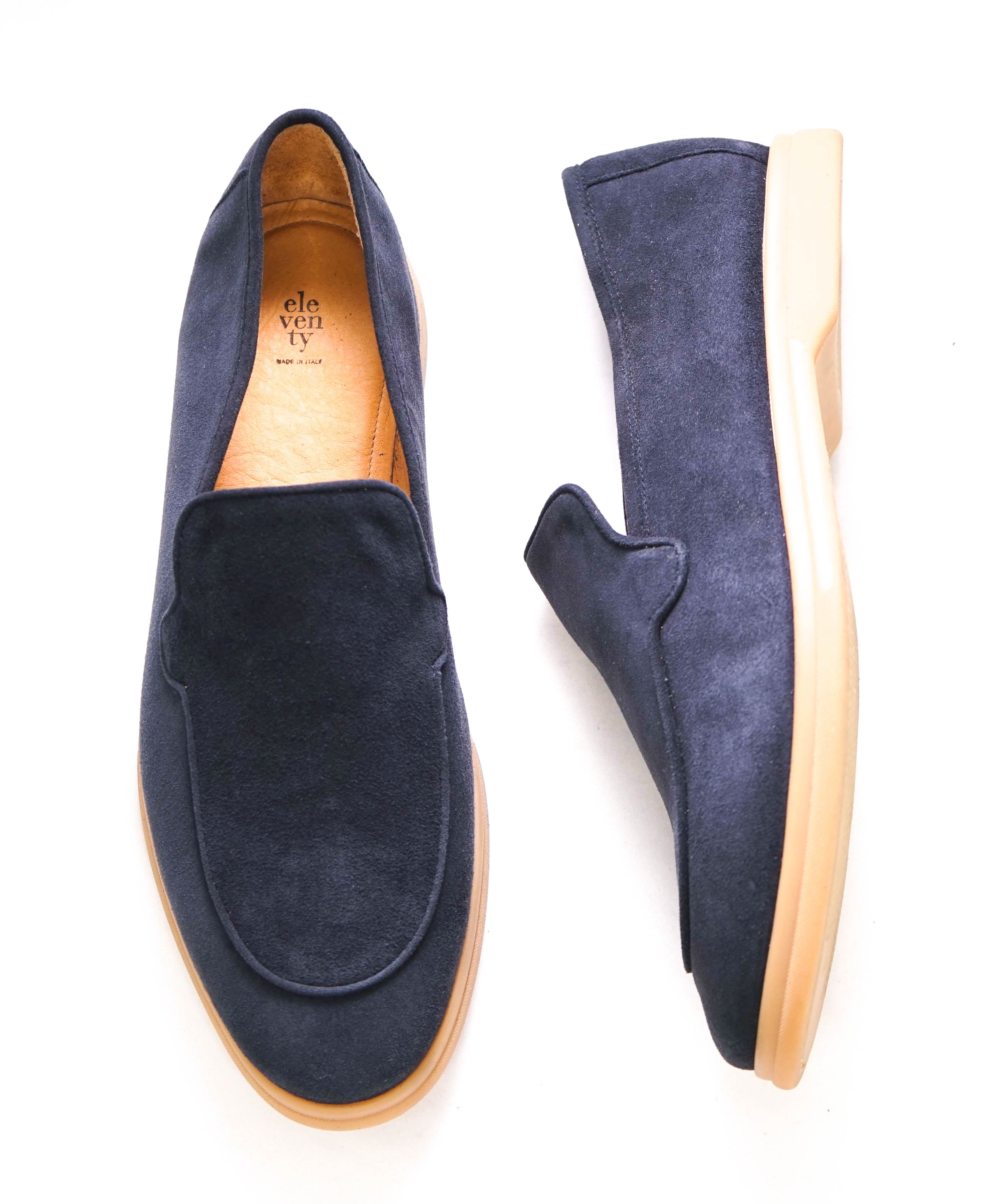 $795 ELEVENTY - Navy *SUMMER WALK* Suede Almond Toe Loafer - 10 US (43EU)