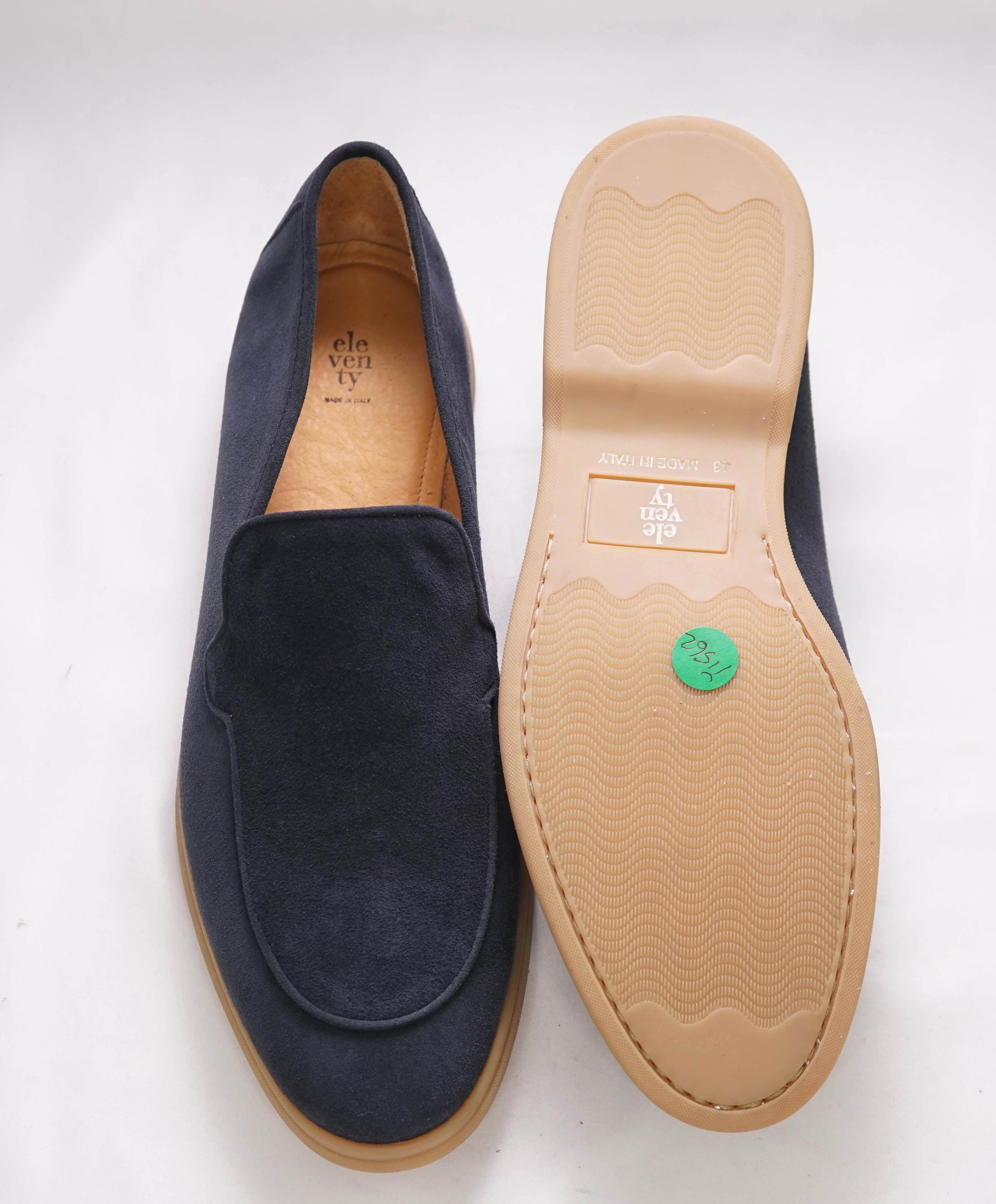 $795 ELEVENTY - Navy *SUMMER WALK* Suede Almond Toe Loafer - 10 US (43EU)