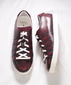 $1,140 CORTHAY - "90" Burgundy Brown LOGO Hand Patina Leather Sneakers - 10 US