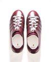 $1,140 CORTHAY - "90" Burgundy Brown LOGO Hand Patina Leather Sneakers - 10 US