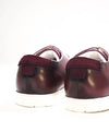 $1,140 CORTHAY - "90" Burgundy Brown LOGO Hand Patina Leather Sneakers - 10 US