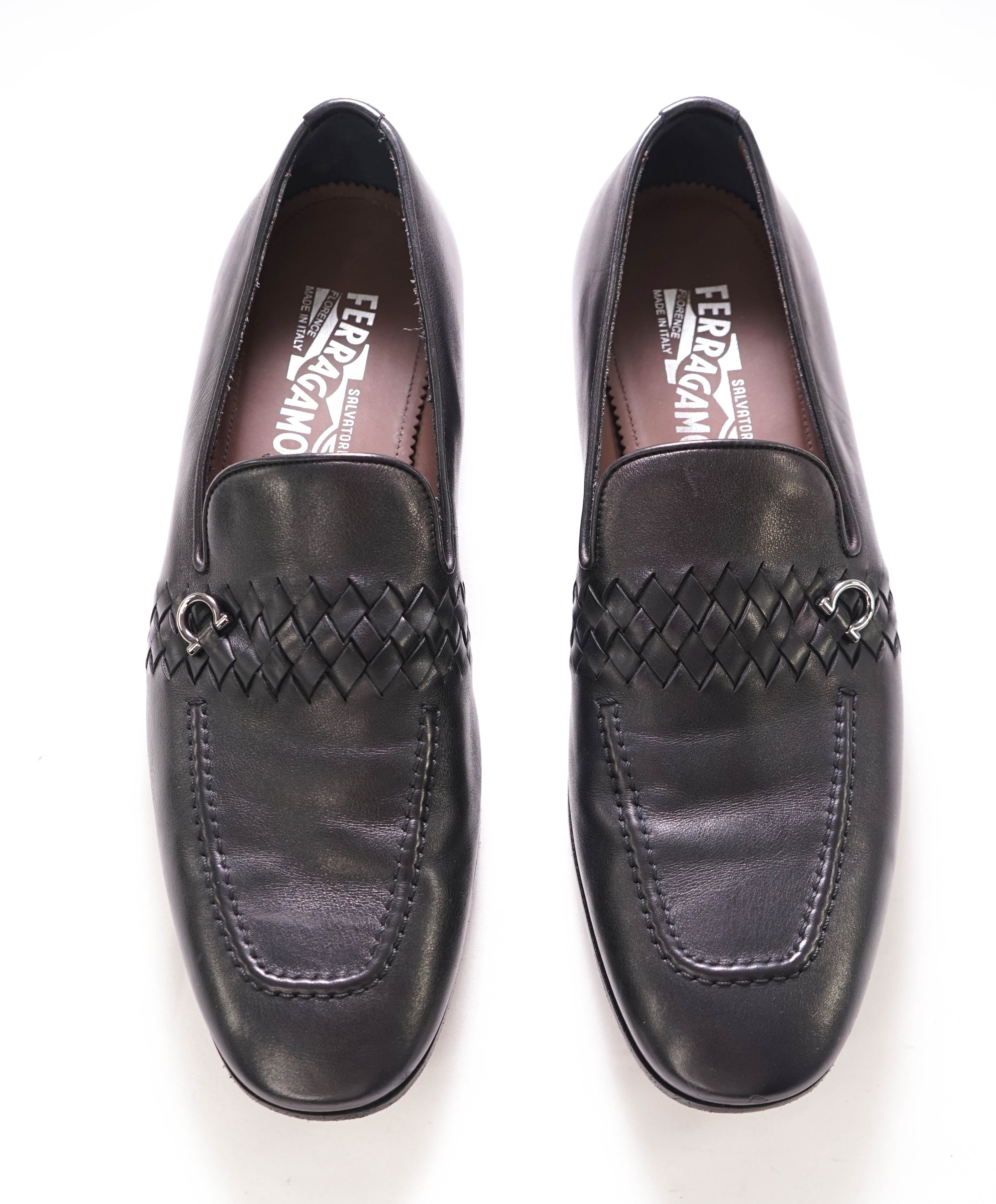 $850 SALVATORE FERRAGAMO - "PASSION" Braided Black Loafer - 9.5 EE US