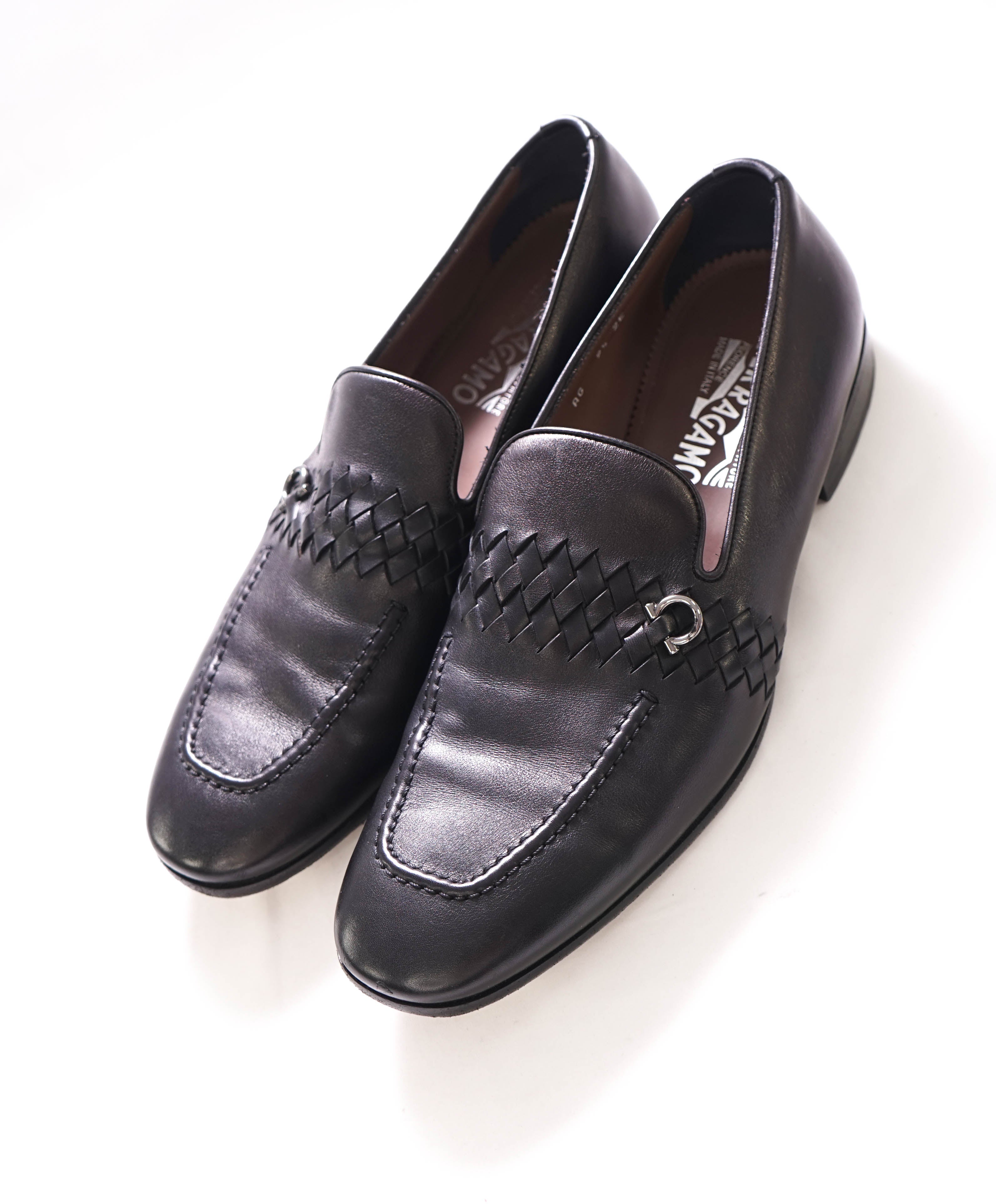 $850 SALVATORE FERRAGAMO - "PASSION" Braided Black Loafer - 9.5 EE US