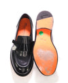 $995 SANTONI - "MOCA" Black Leather & Matt Metal Monk Strap Loafers - 8 D US