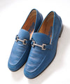 $750 SALVATORE FERRAGAMO -  Teal Blue Gancini Bit Loafer - 9EE US