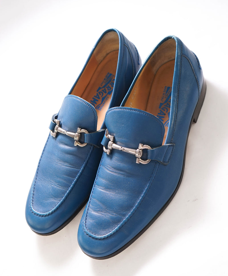 $750 SALVATORE FERRAGAMO - Teal Blue Gancini Bit Loafer - 9EE US – Luxe ...