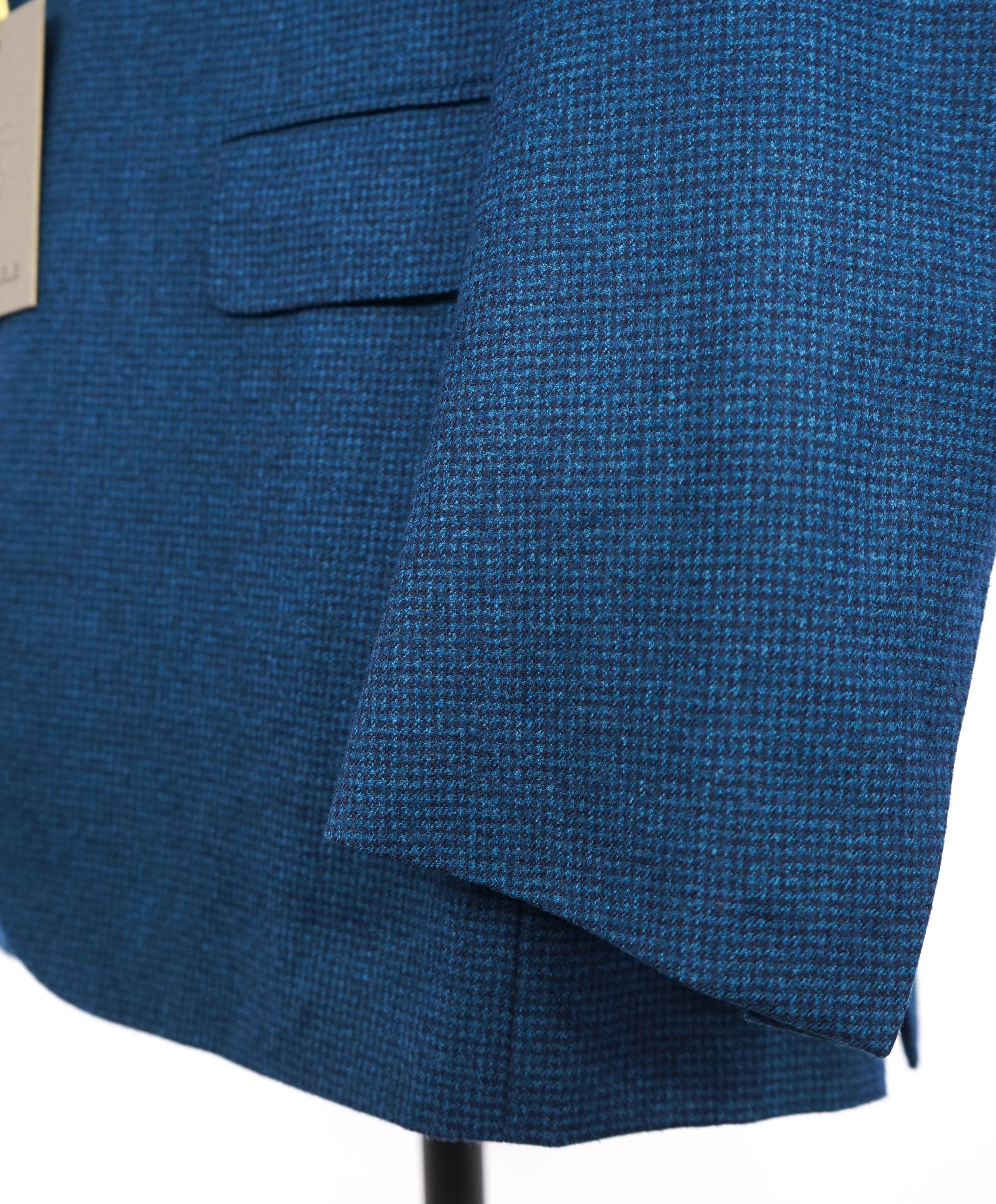 $1,895 CANALI - Teal Blue FLANNEL Wool Houndstooth Blazer - 42R