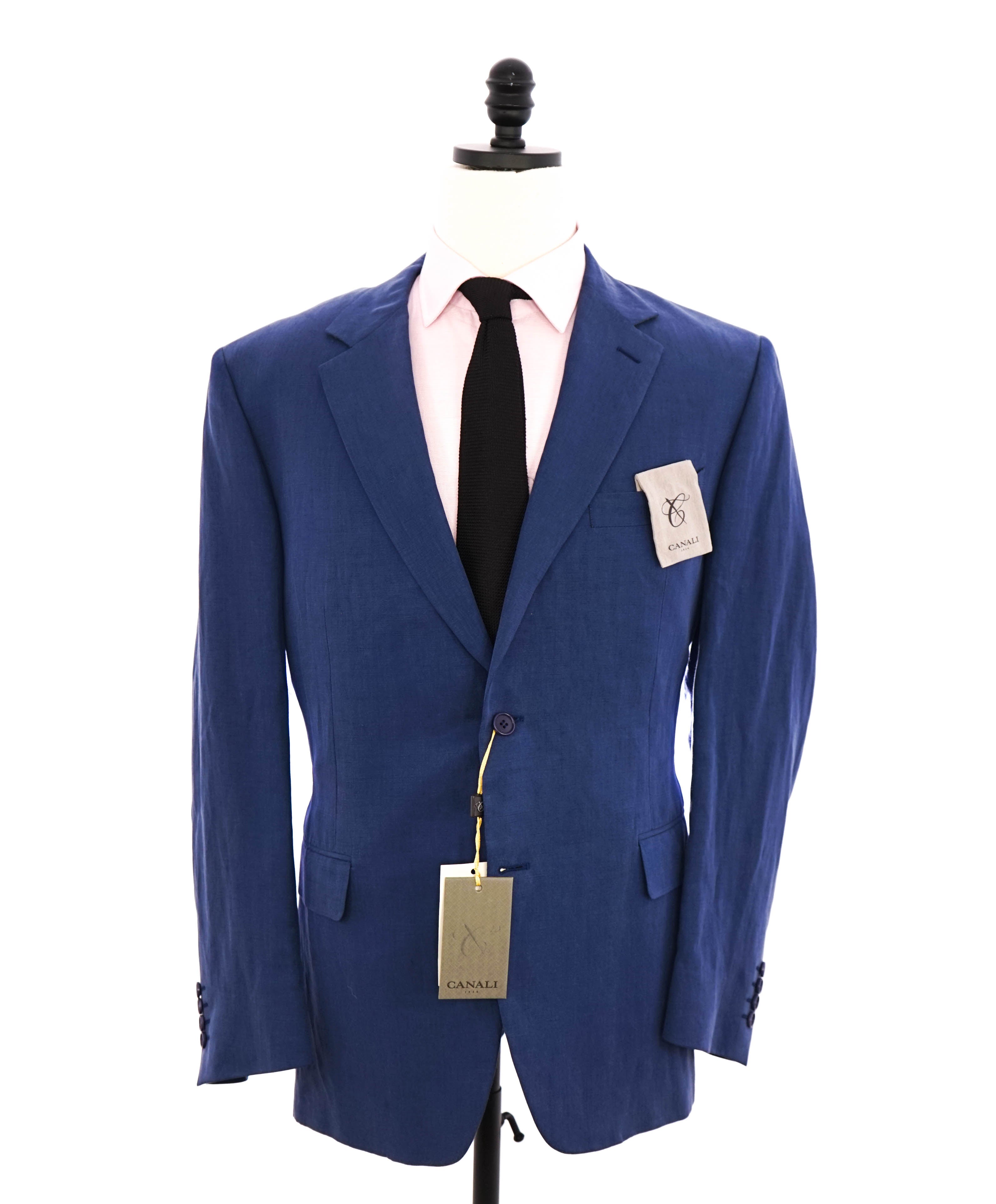 $1,895 CANALI - Cobalt Blue Linen 2-Btn Summer/Spring Blazer - 46R