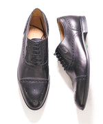 $890 GUCCI - Black Brogue Cap Toe Logo Script Oxford - 7.5US (7G)