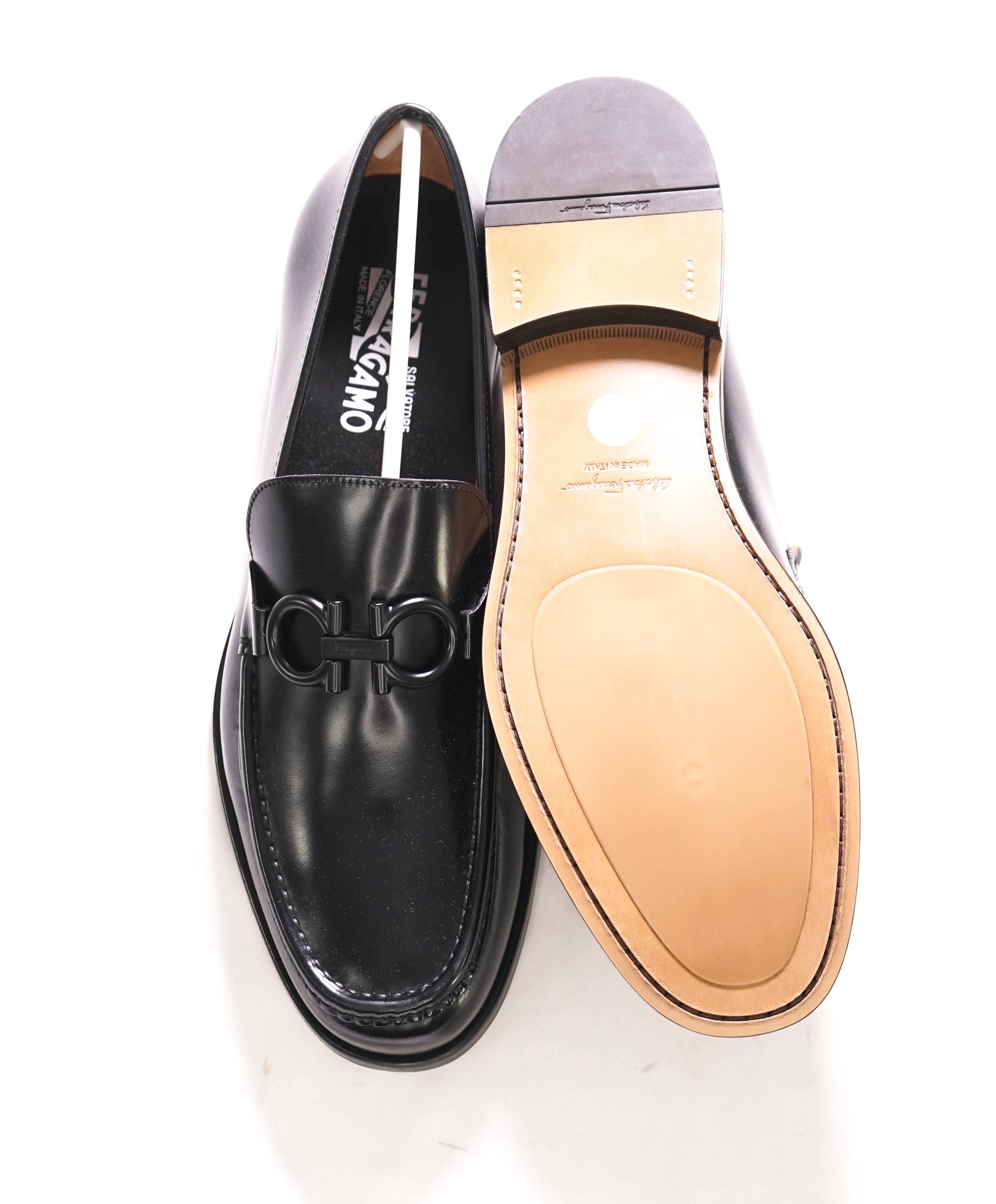 $850 SALVATORE FERRAGAMO - “ROLO" Gancini Bit Loafer Black Leather - 12 D US