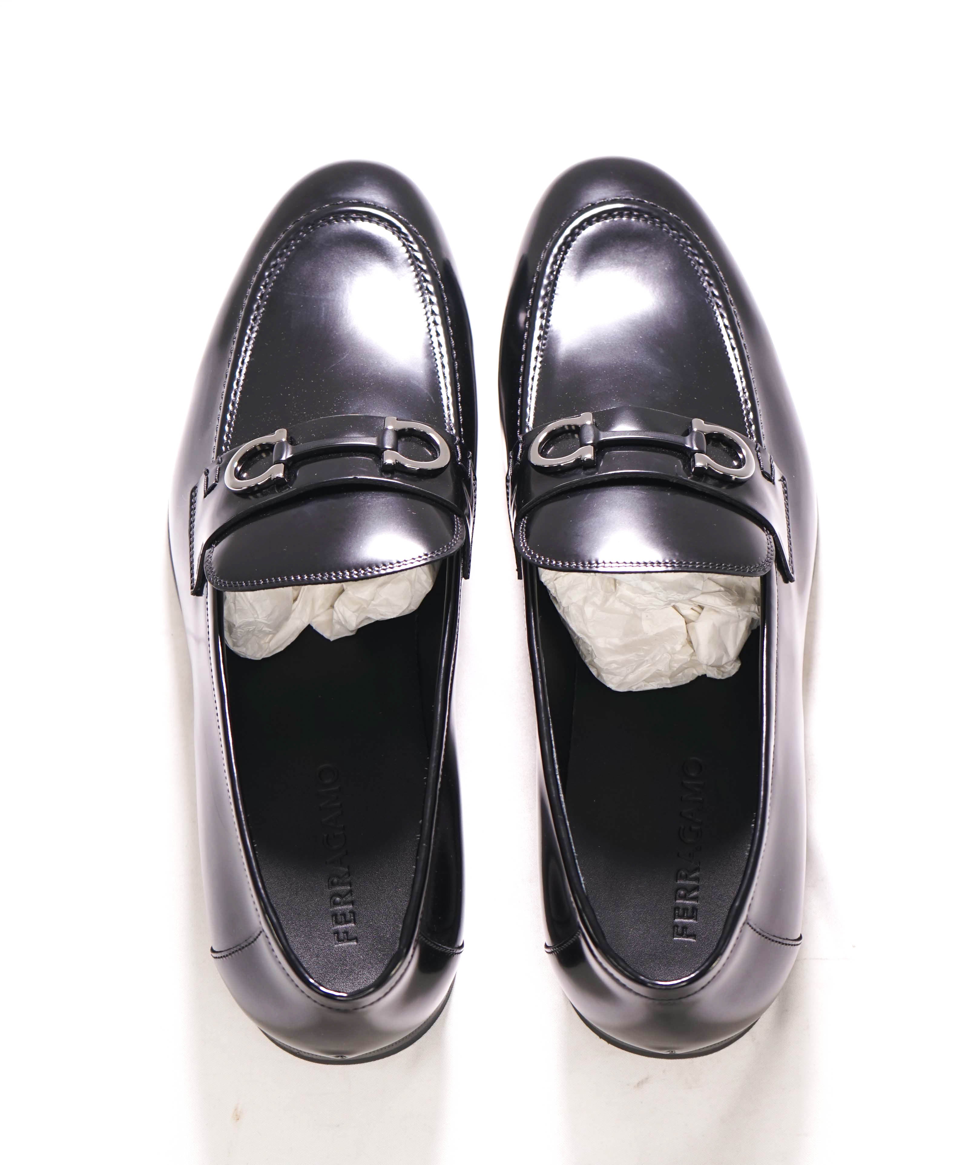 $850 SALVATORE FERRAGAMO - “GIN 4" Gancini Bit Loafer Black Leather - 11 EE US