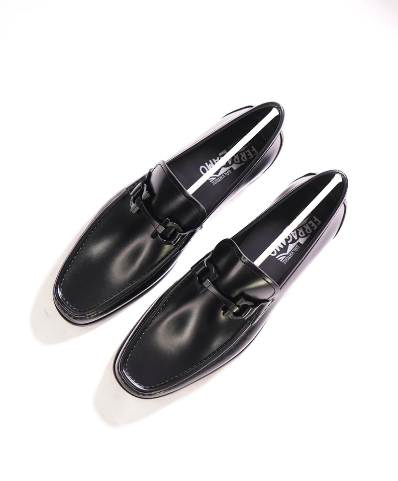 $850 SALVATORE FERRAGAMO - “GRANDIOSO 2" Gancini Bit Loafer Black Leather - 8.5 E