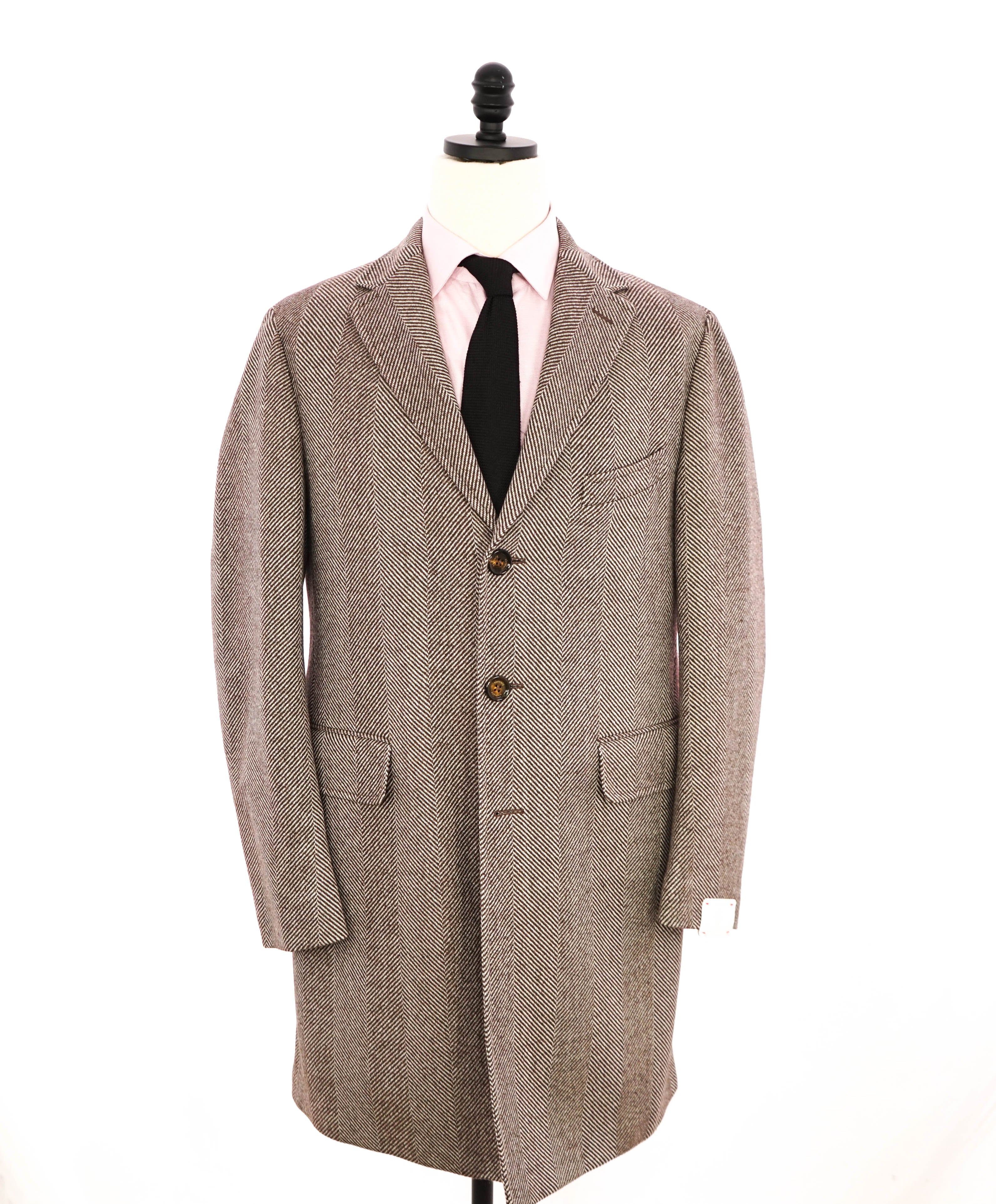 $1,995 ELEVENTY - WOOL Large Herringbone Neutral Coat- 40 (50EU)