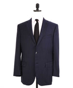 $4,690 ERMENEGILDO ZEGNA -"TROFEO" Su Misura Purple Stripe Navy Suit - 38R