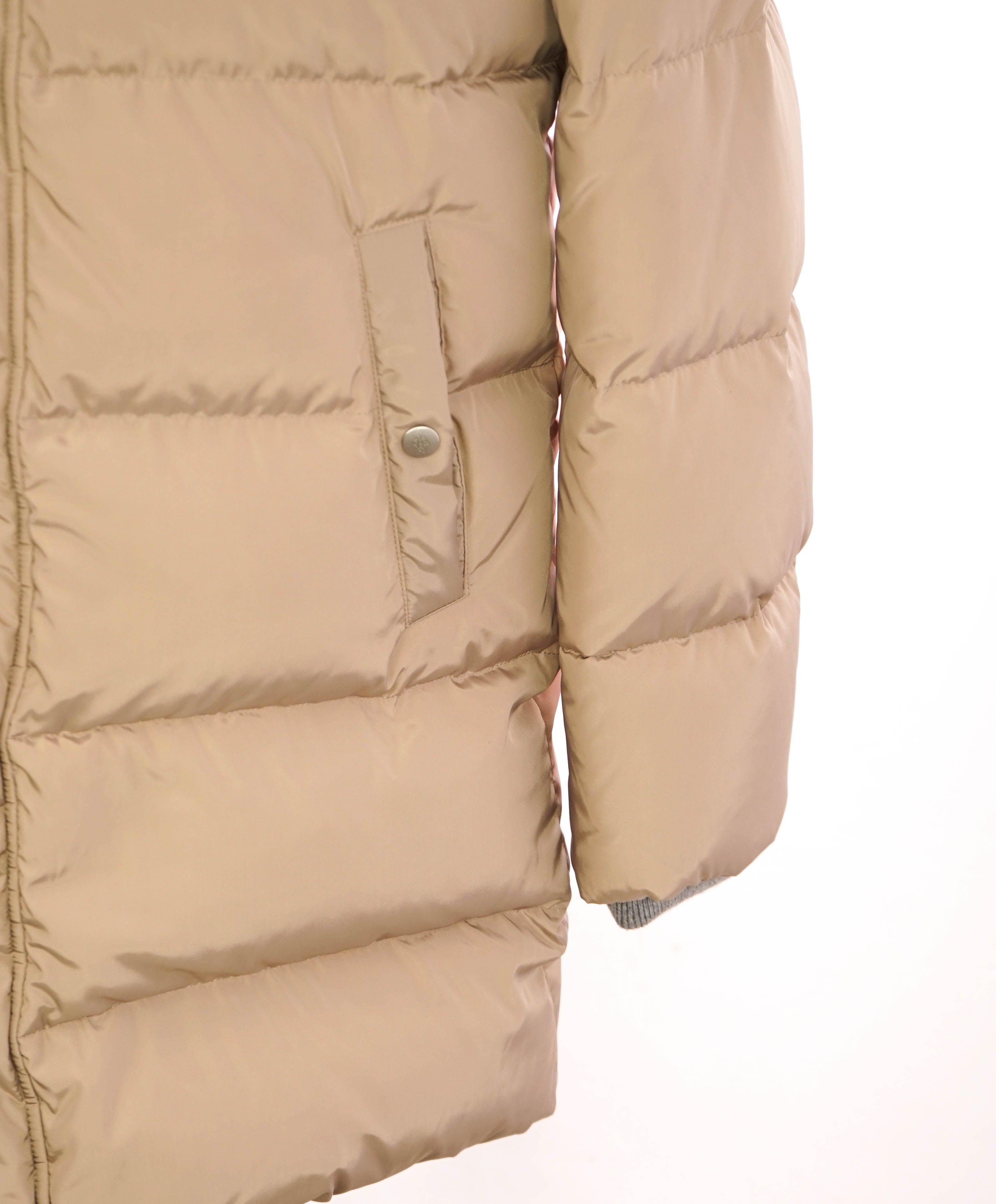 $2,545 ELEVENTY - Long NEUTRAL Padded Quilted Down Parka Coat - 40 (M)