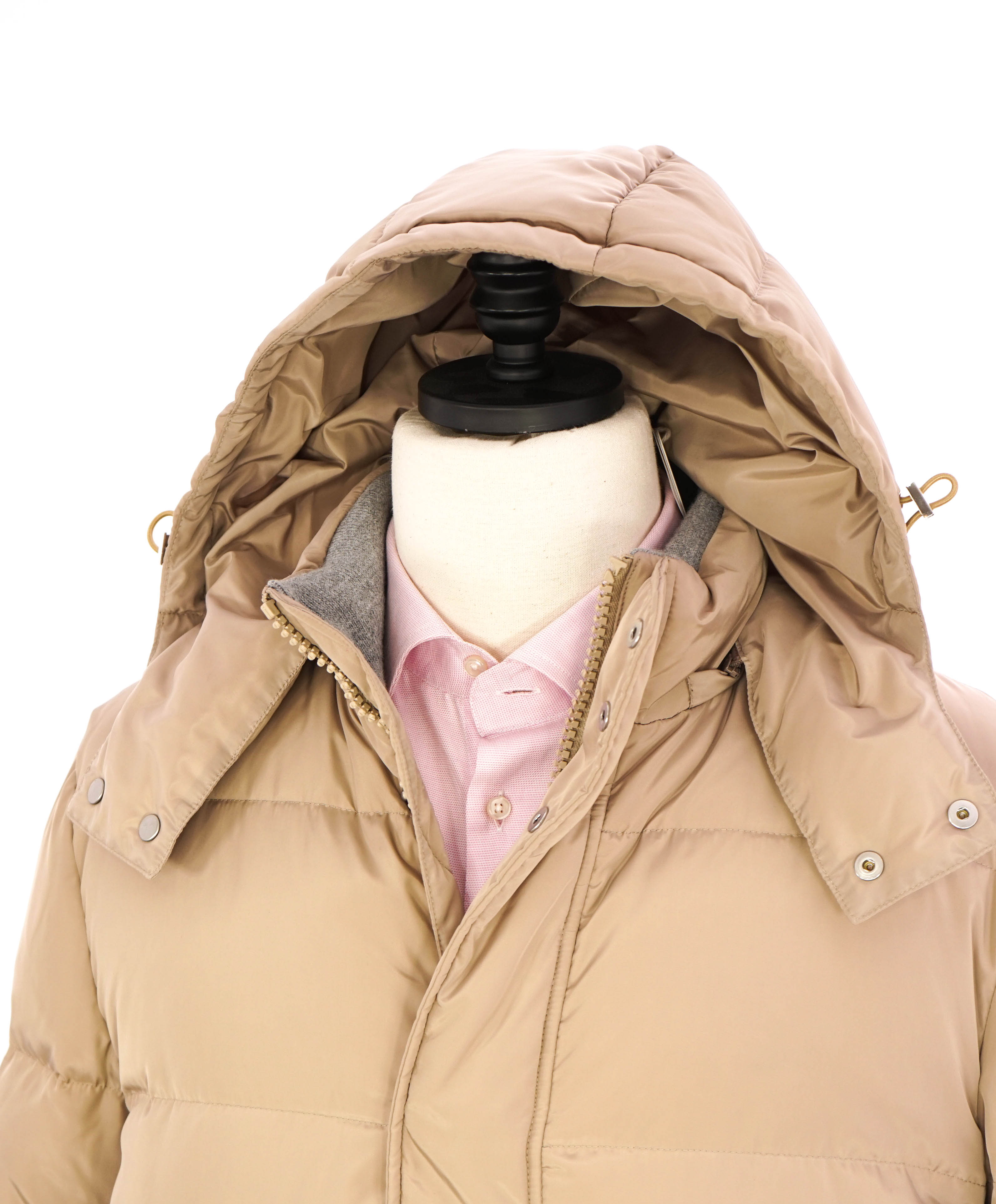 $2,545 ELEVENTY - Long NEUTRAL Padded Quilted Down Parka Coat - 40 (M)