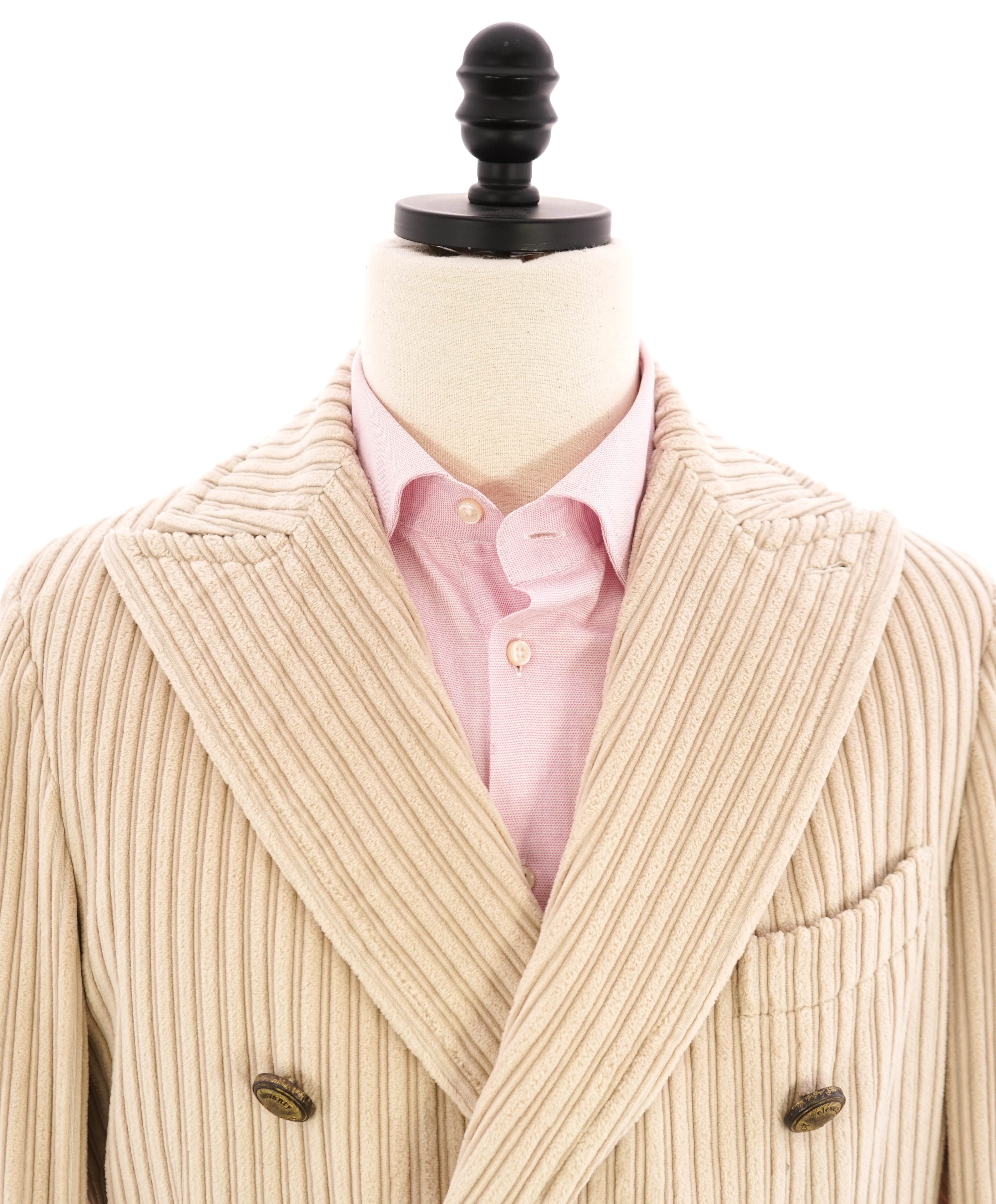 $2,000 ELEVENTY - Cotton Beige Double Breasted Corduroy Coat - 40 US