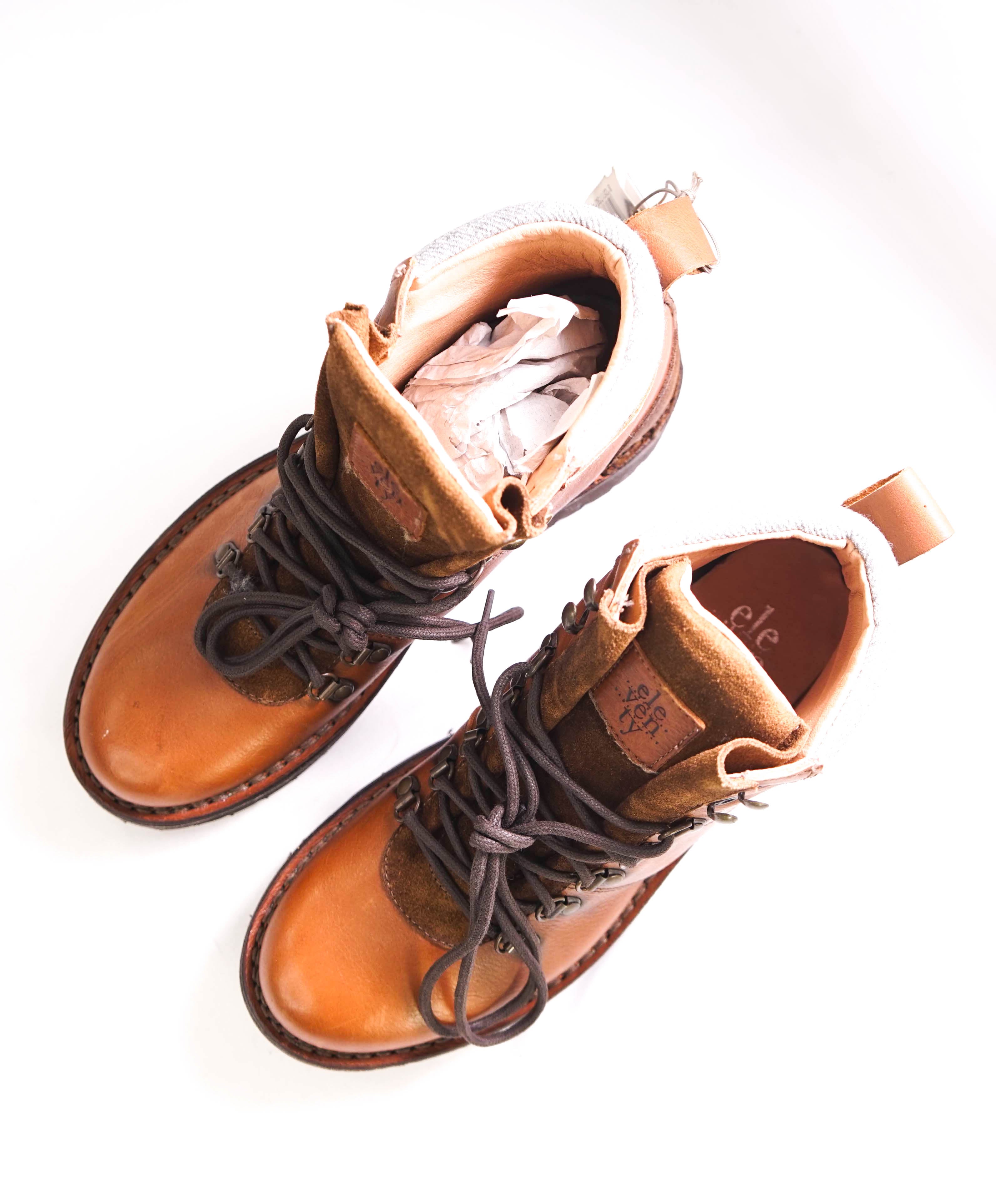 $895 ELEVENTY - Brown Suede Leather Lace-Up Hiking Boots - 7 US (40EU)