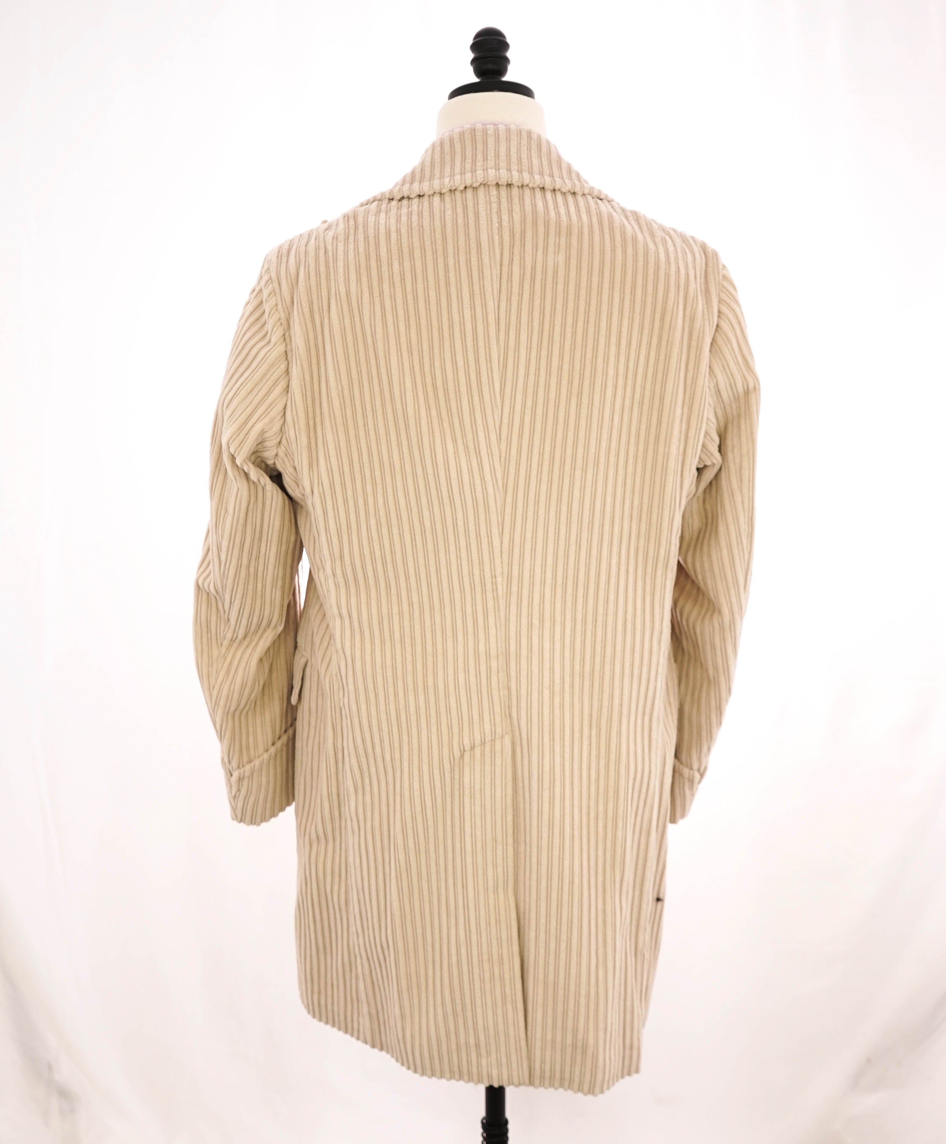 $2,000 ELEVENTY - Cotton Beige Double Breasted Corduroy Coat - 40 US