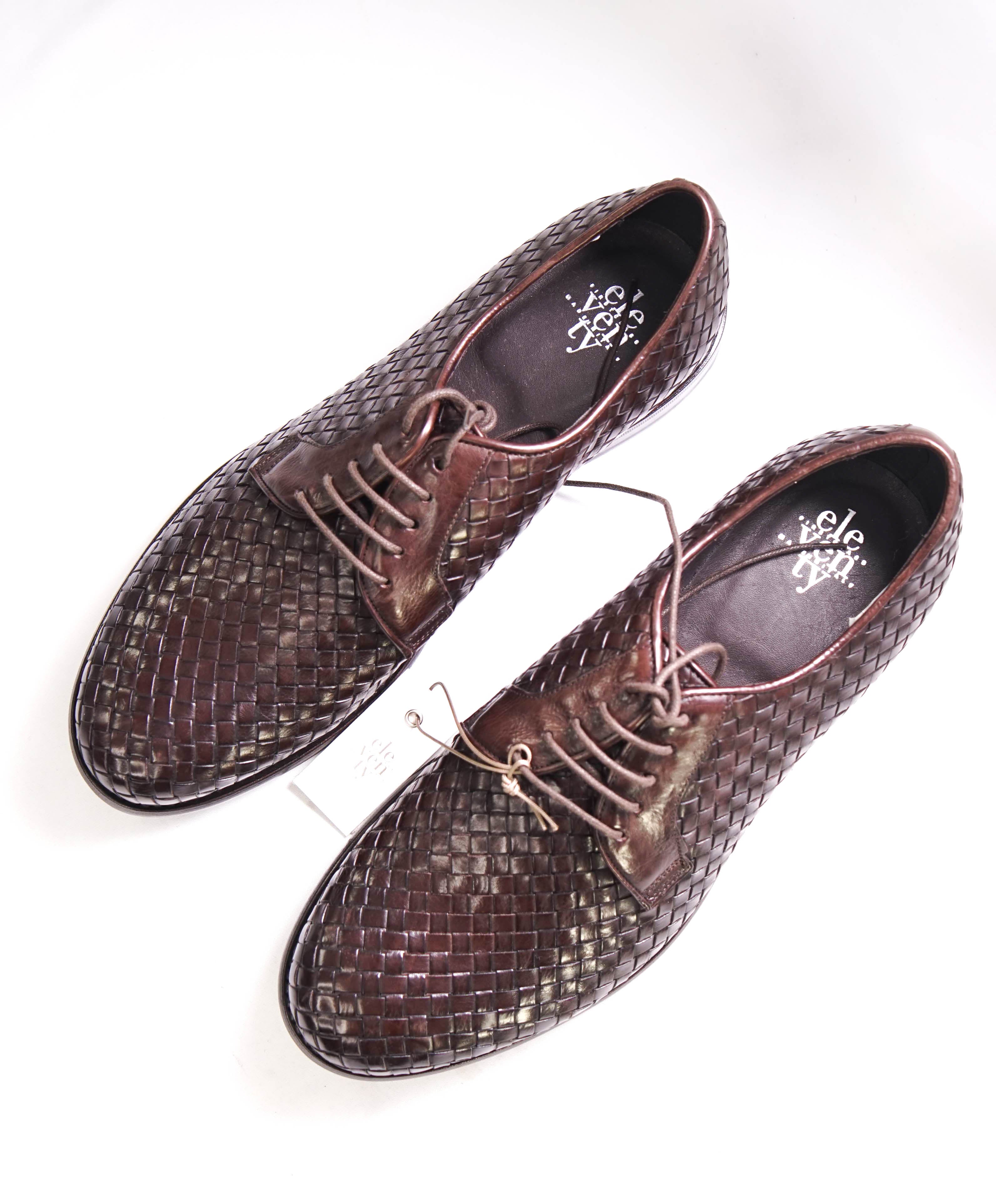 $995 ELEVENTY - Brown Woven Leather Oxfords - 11 US (44EU)