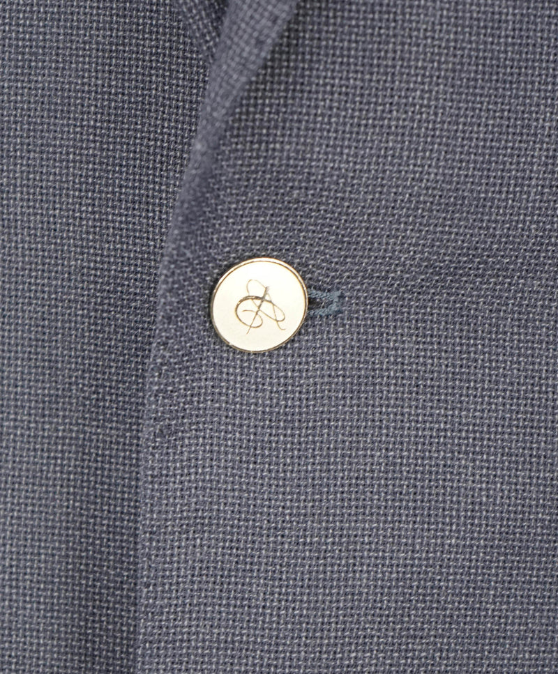 $1,895 CANALI - LOGO SILVER BUTTONS Oxford Weave Light Wool Blazer - 40R