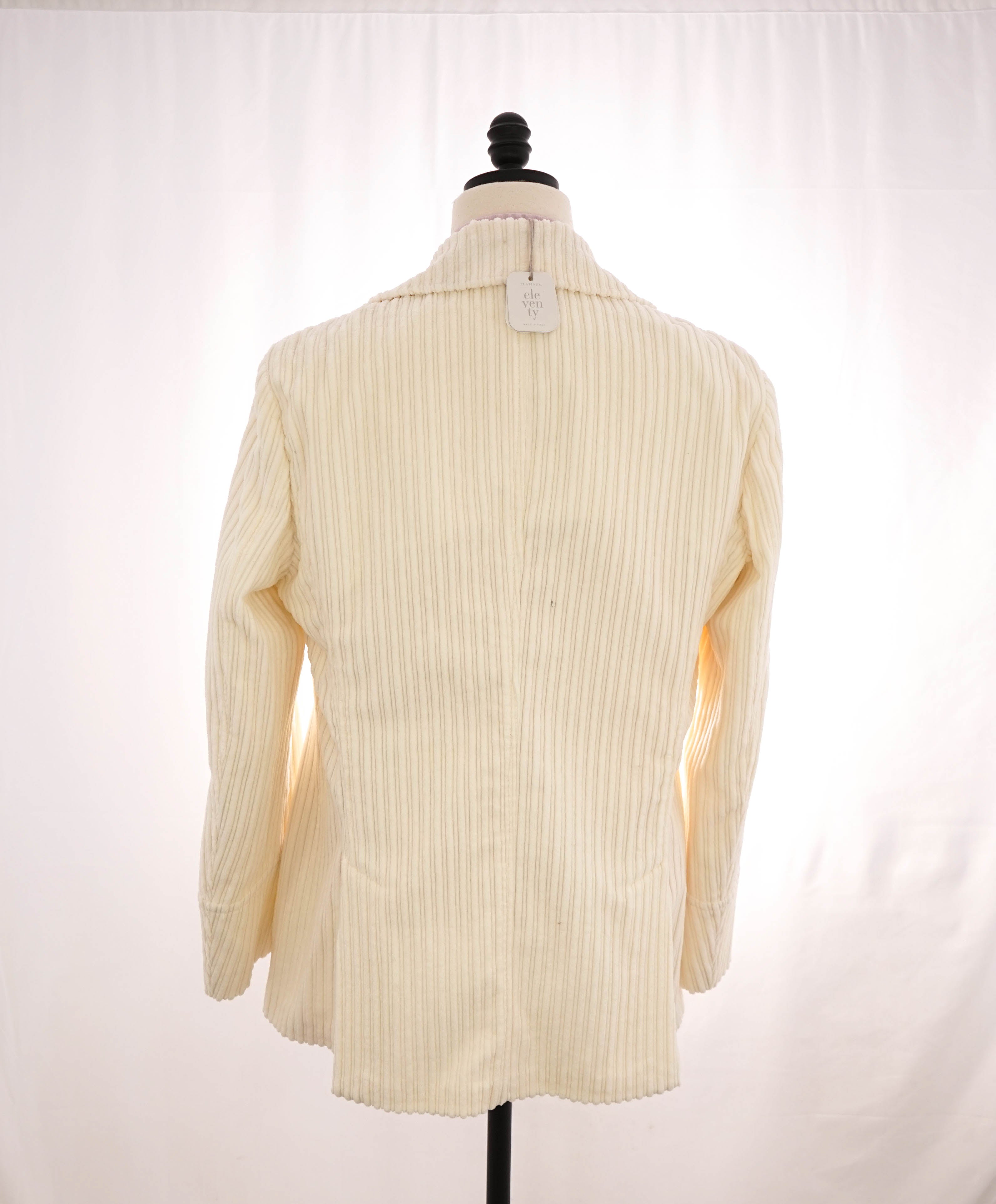 $2,000 ELEVENTY - Cotton White Double Breasted Corduroy Coat - 40 US