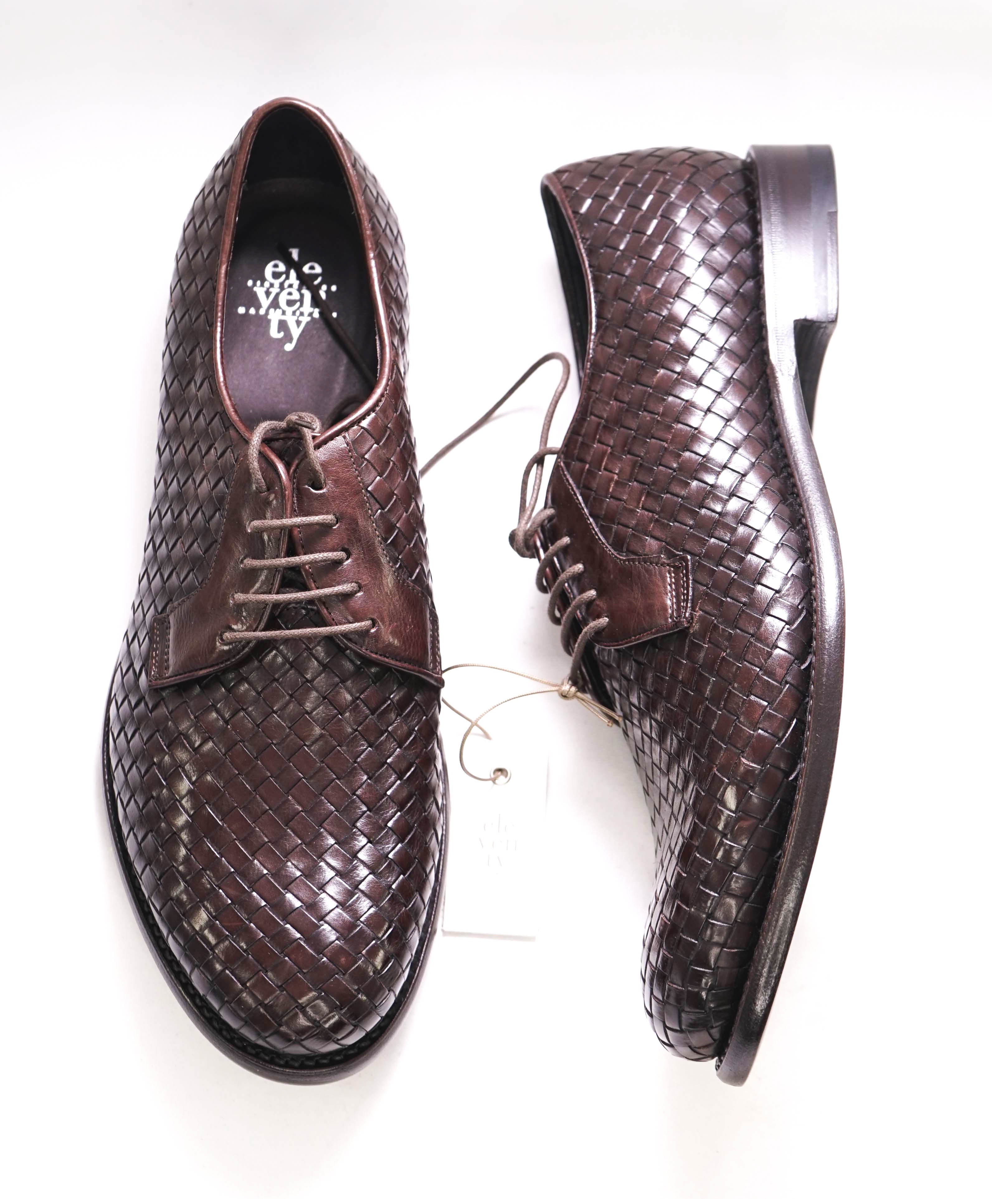 $995 ELEVENTY - Brown Woven Leather Oxfords - 11 US (44EU)