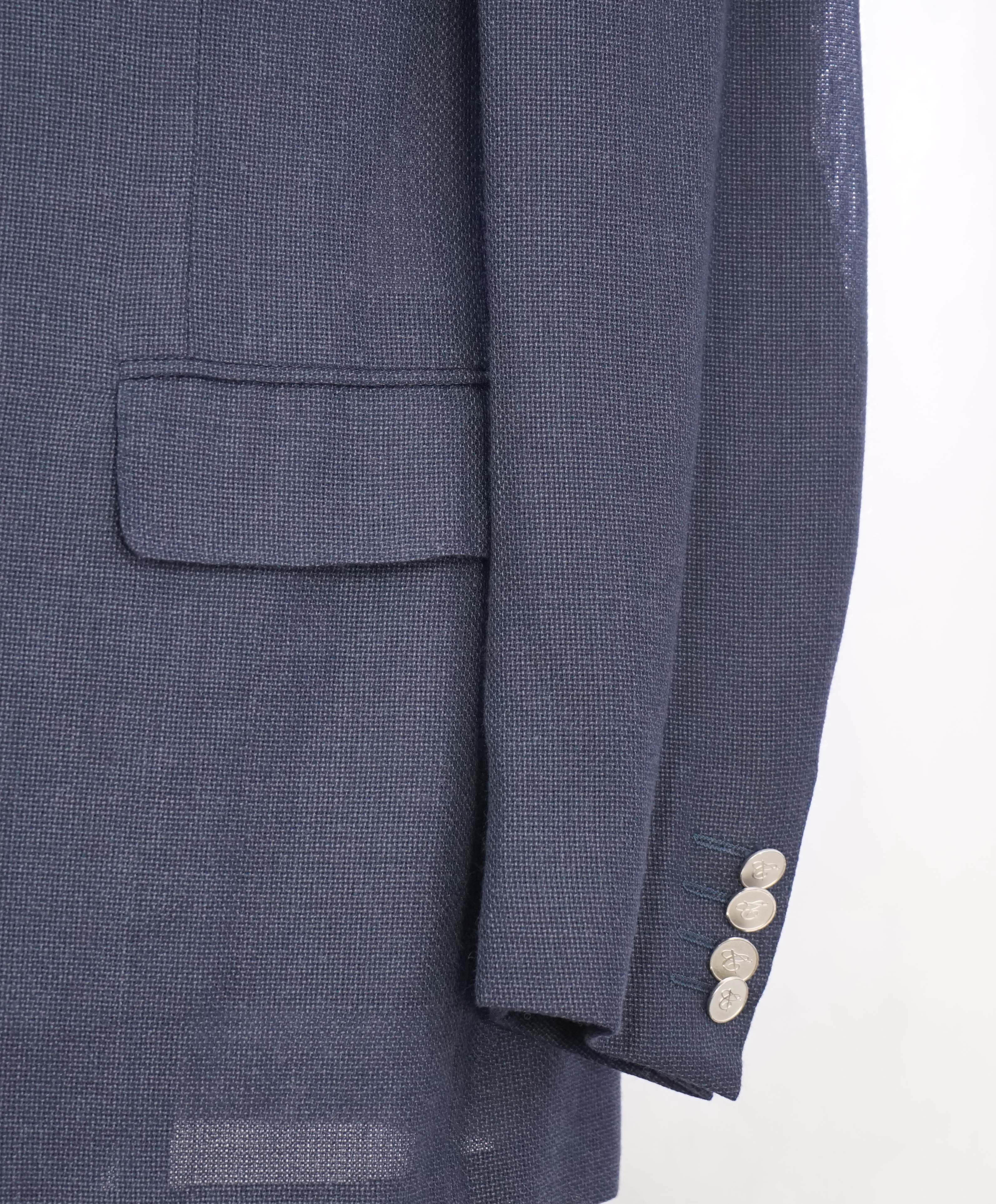 $1,895 CANALI - LOGO SILVER BUTTONS Oxford Weave Light Wool Blazer - 40R