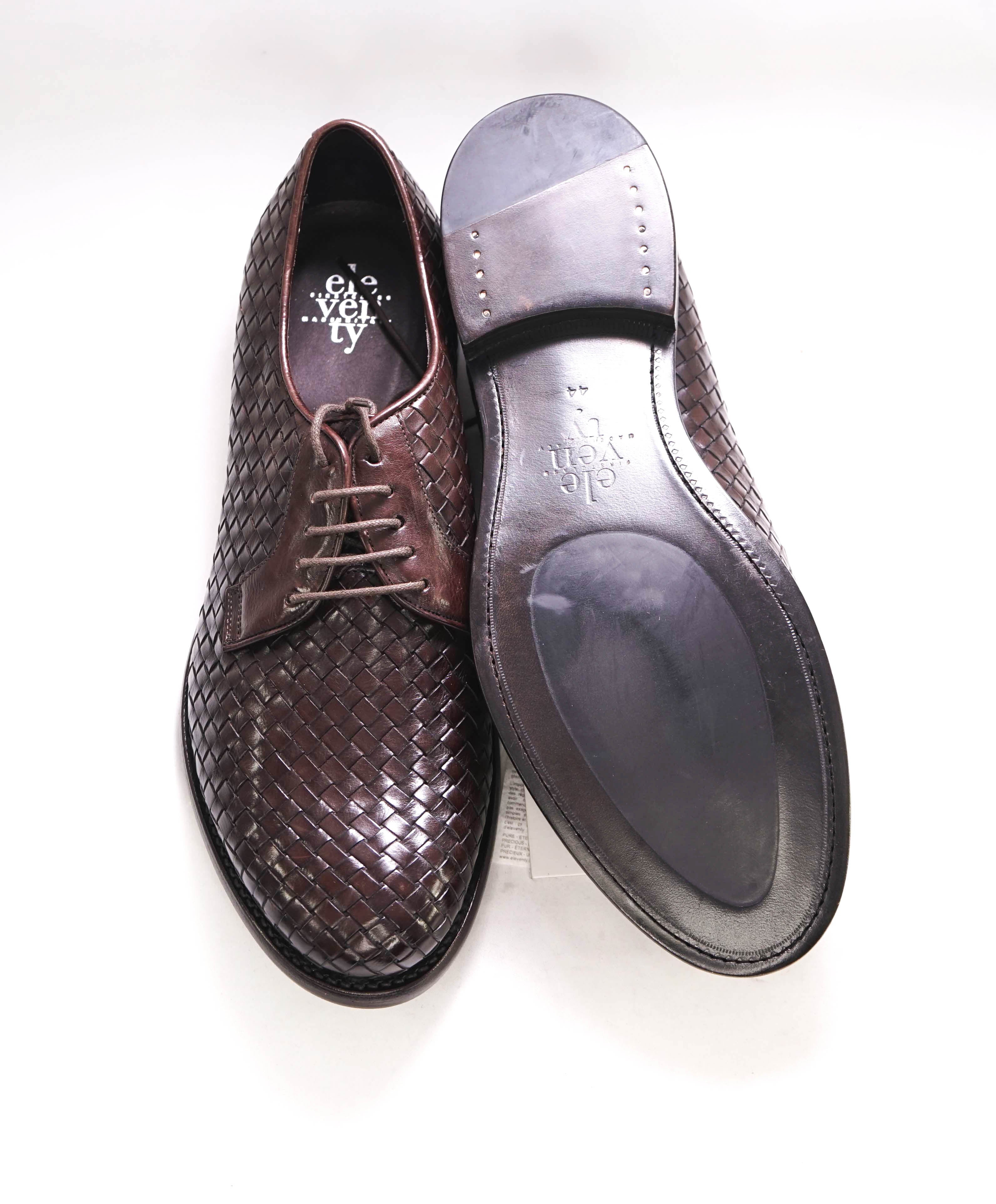 $995 ELEVENTY - Brown Woven Leather Oxfords - 11 US (44EU)