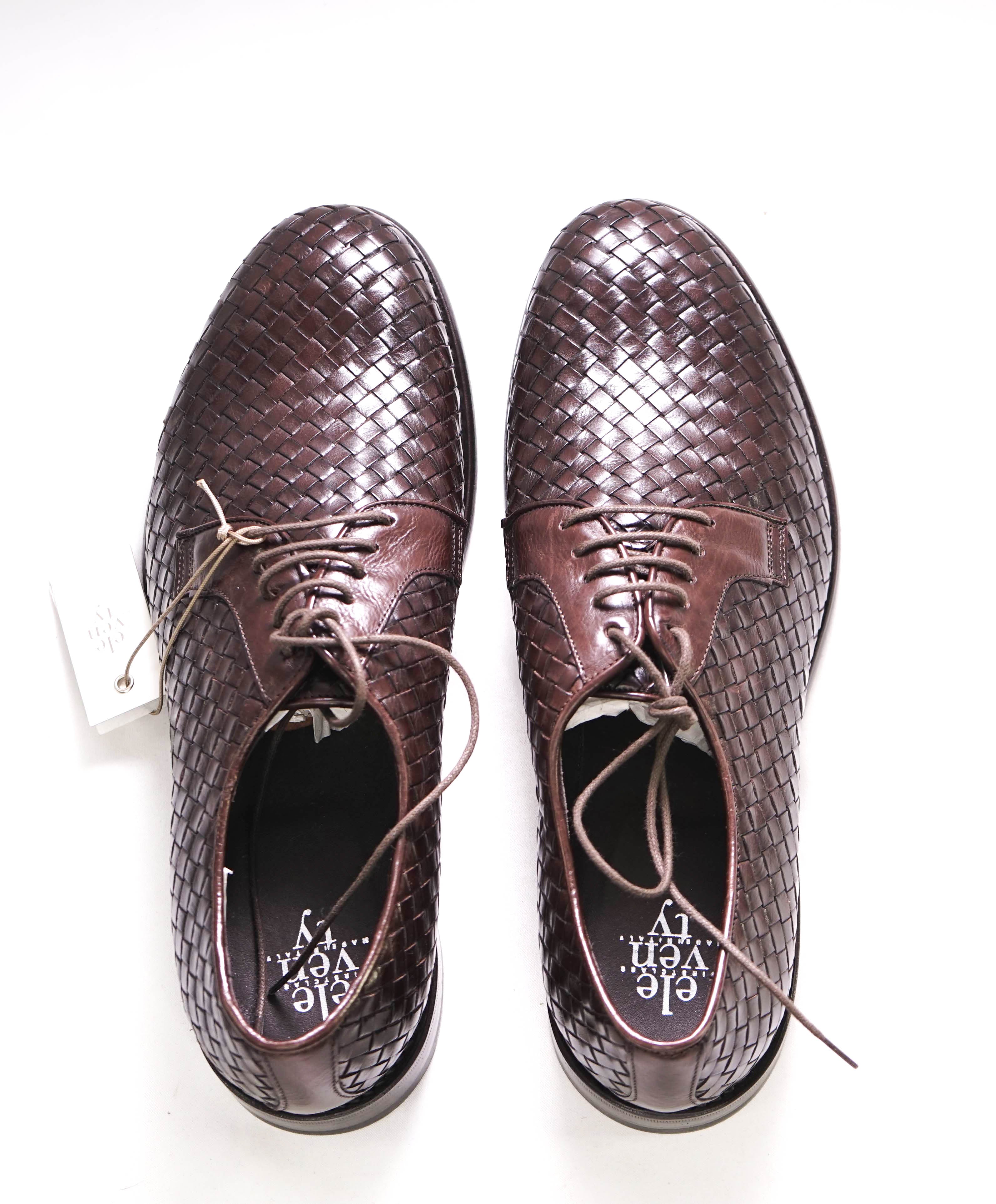 $995 ELEVENTY - Brown Woven Leather Oxfords - 11 US (44EU)