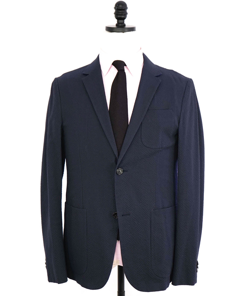 $1,095 Z ZEGNA - *SEERSUCKER* Navy Blue Light Stretch Performance Blazer - 38R