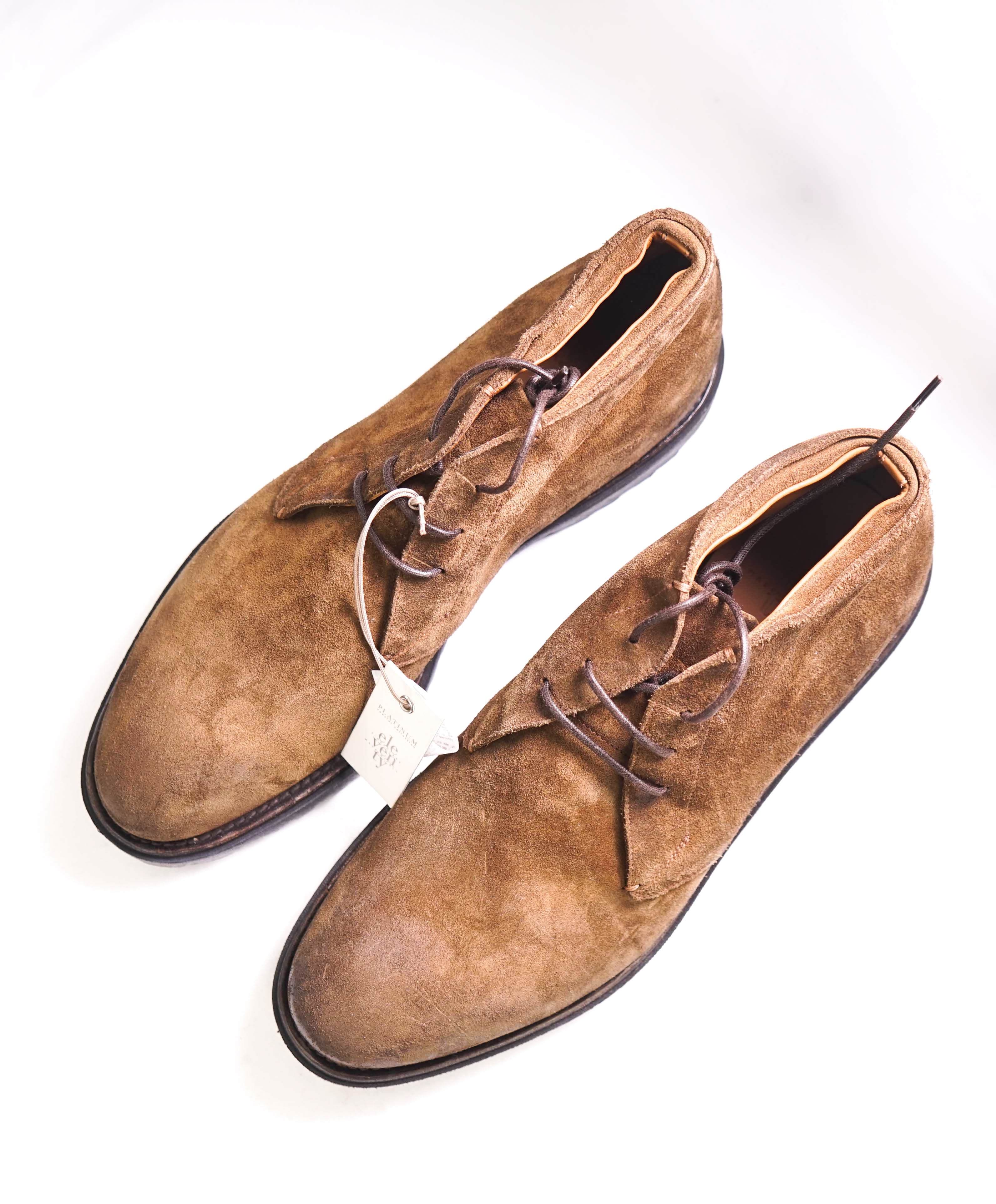 $995 ELEVENTY - Brown Chukka Distressed Suede Boots - 11 US (44EU)