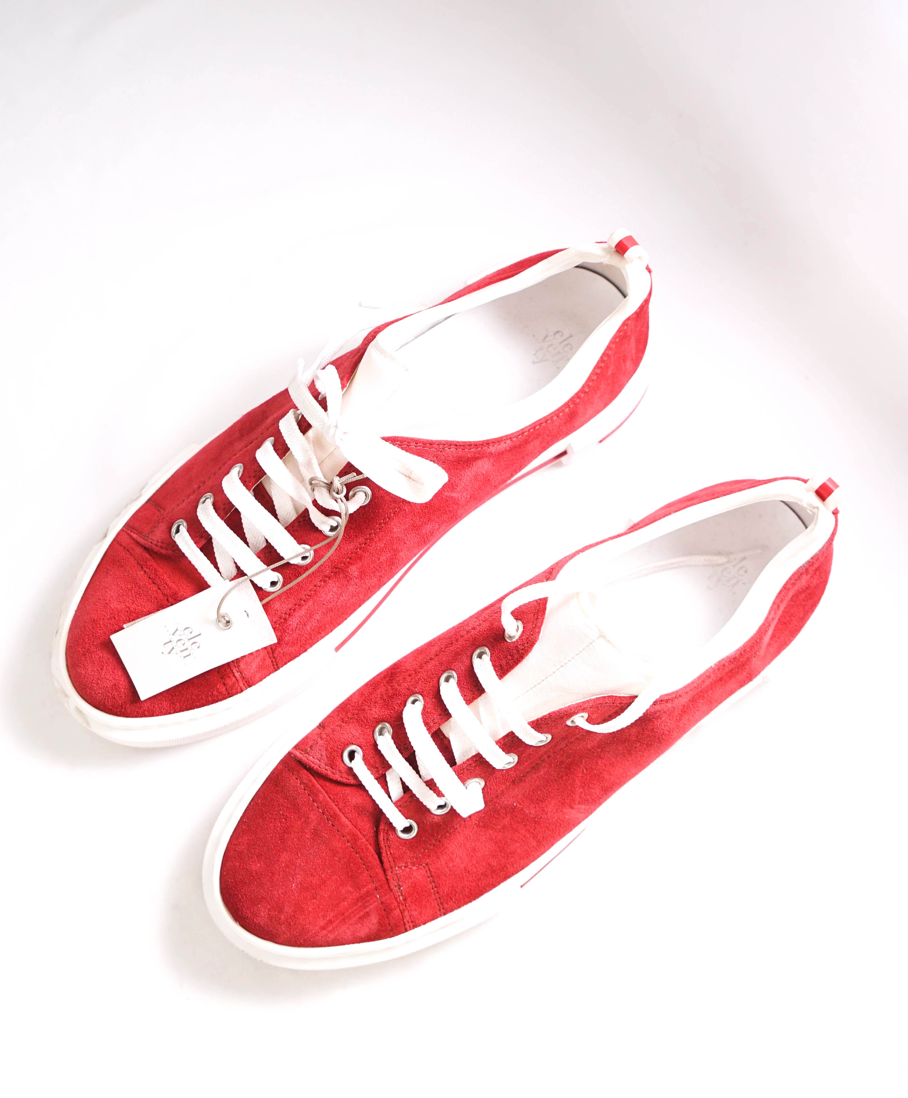 $595 ELEVENTY - Red Suede / White Classic Low-Top Sneaker - 11 US (44EU)