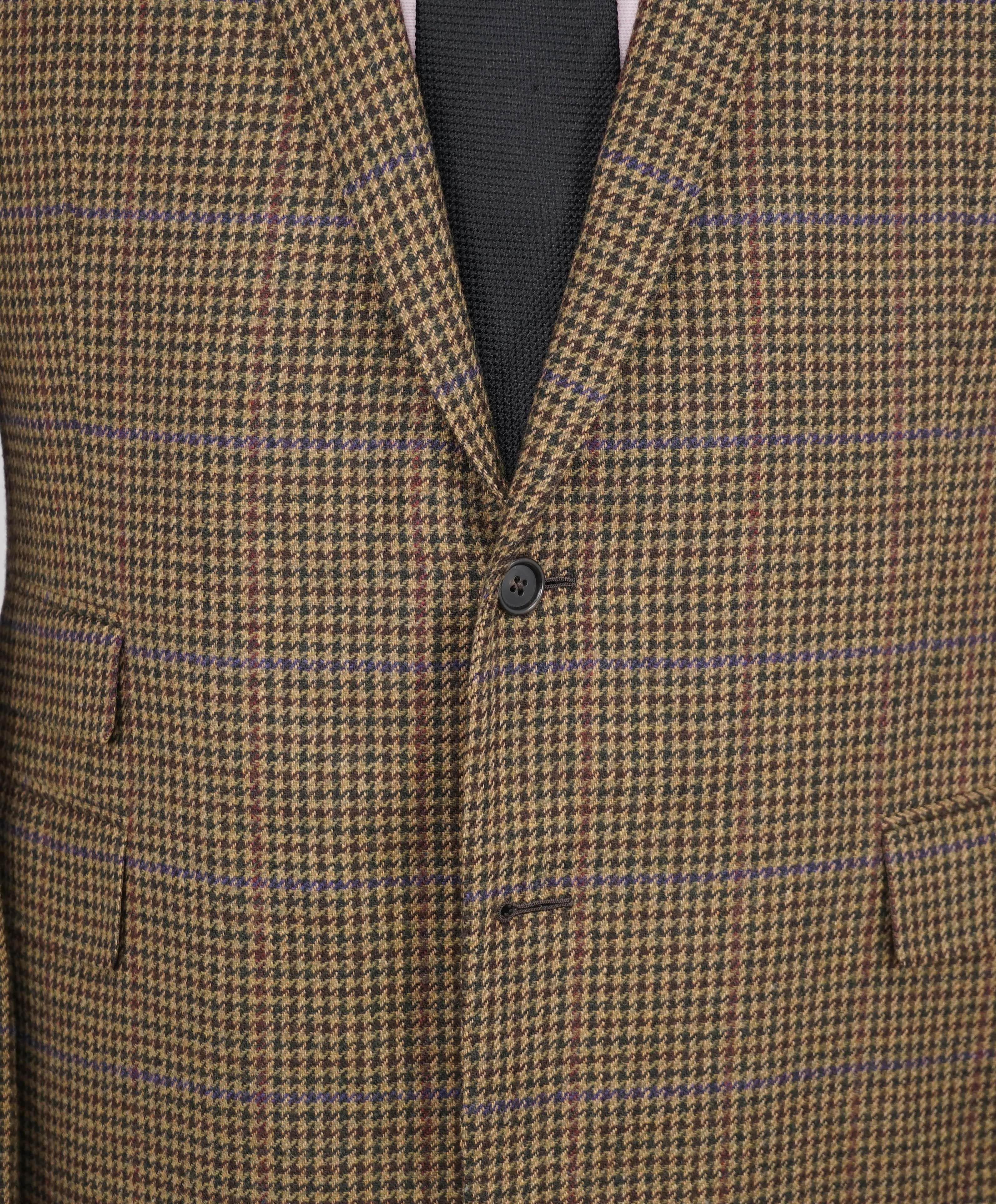 $2,695 RALPH LAUREN PURPLE LABEL - Collegiate Houndstooth Multi-Color Blazer - 44R