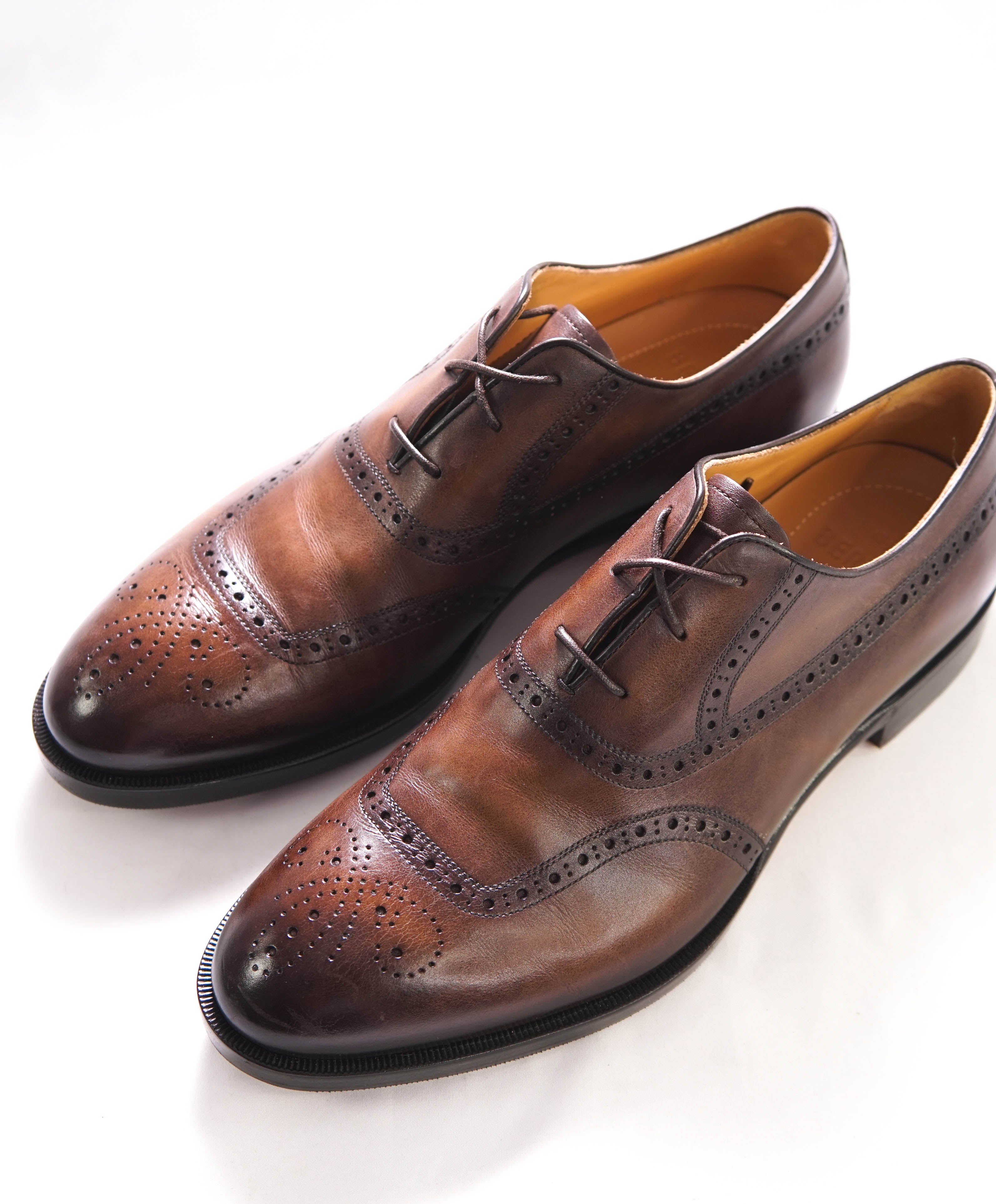 $1,720 BERLUTI PARIS- "DUNE" Leather Wingtip Brogues In Brown - 9.5 US (8.5 Stamped)