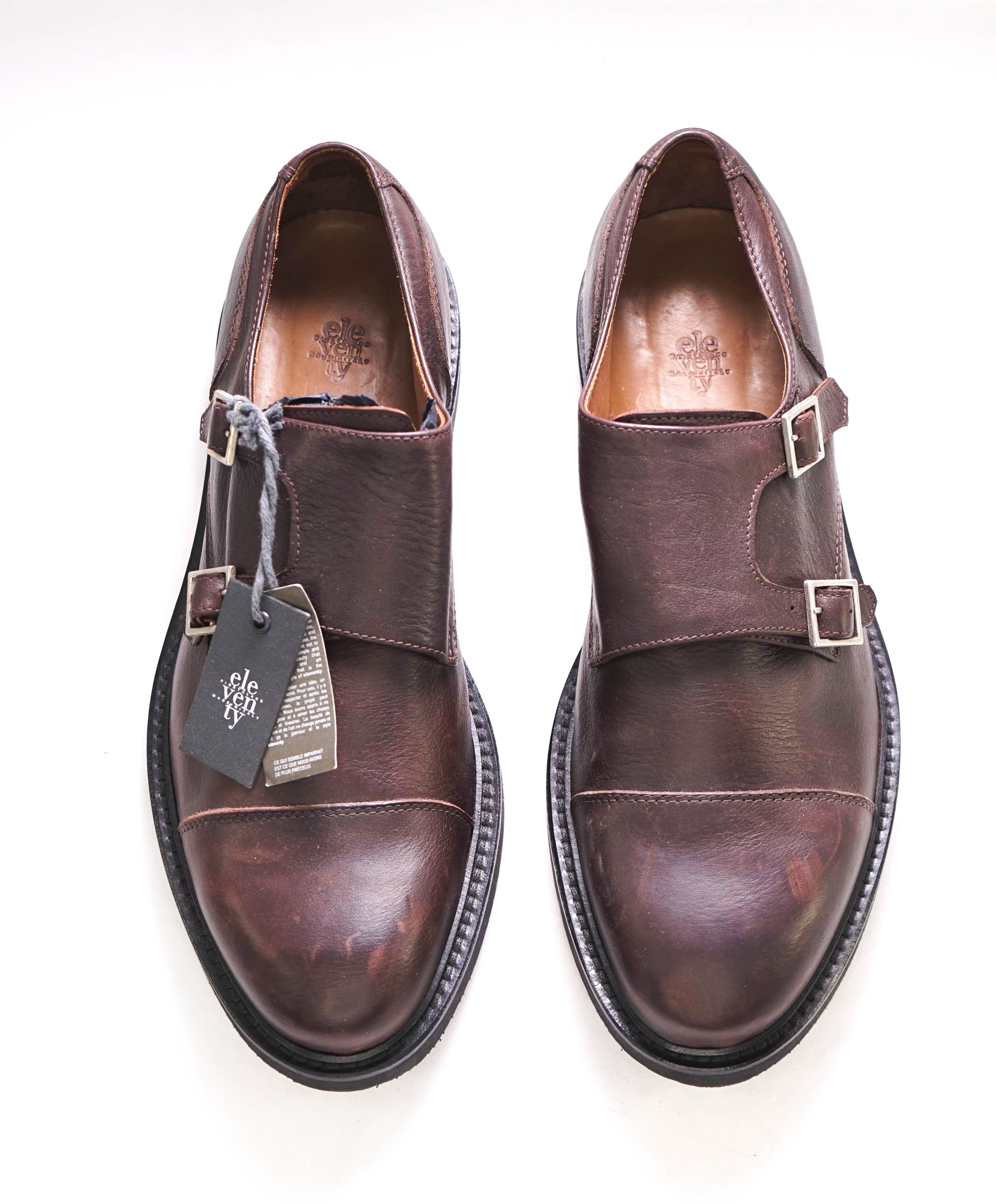 $895 ELEVENTY - Brown Monk Strap Brunello Style Leather Loafers - 10 US (43EU)