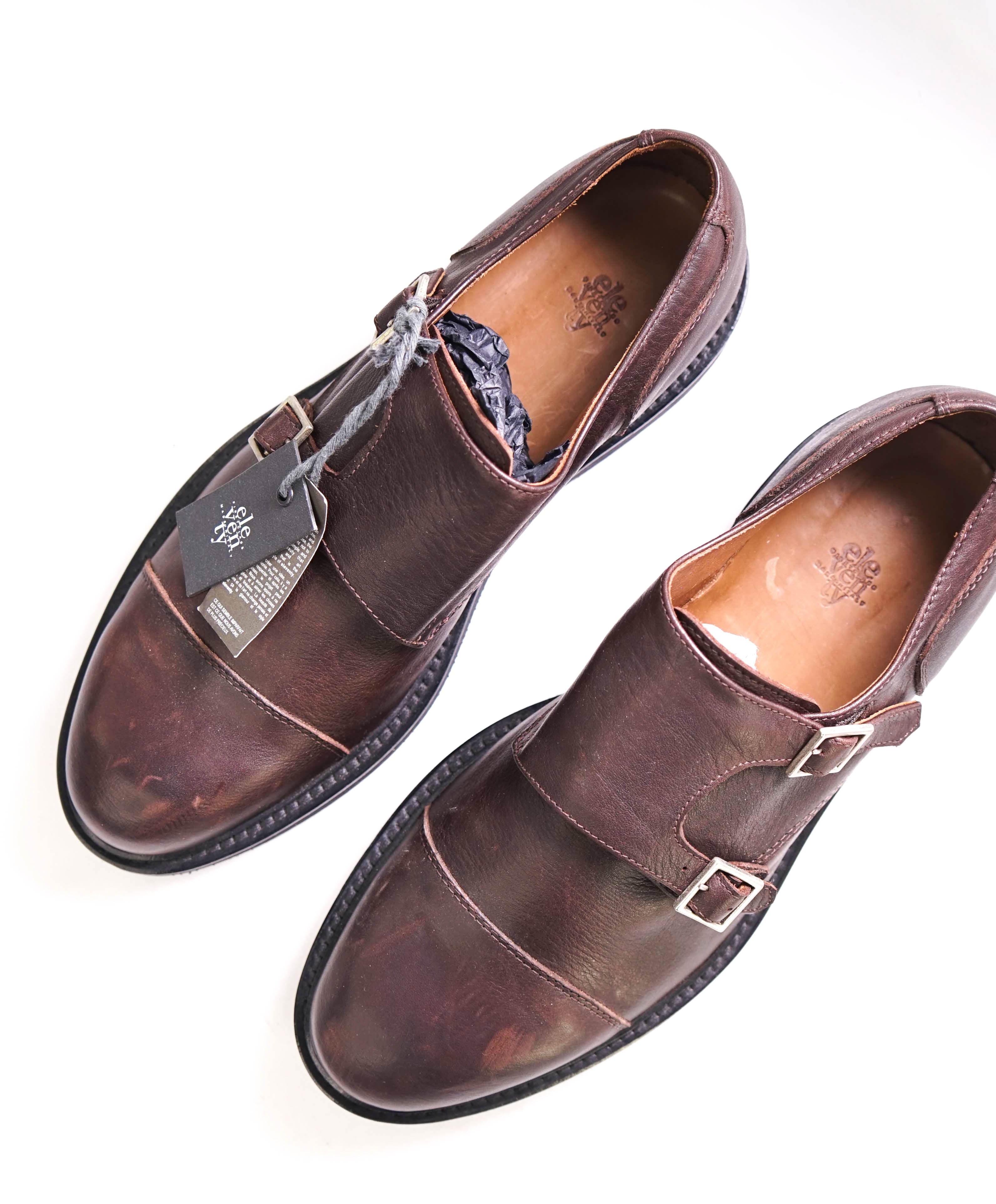 $895 ELEVENTY - Brown Monk Strap Brunello Style Leather Loafers - 10 US (43EU)