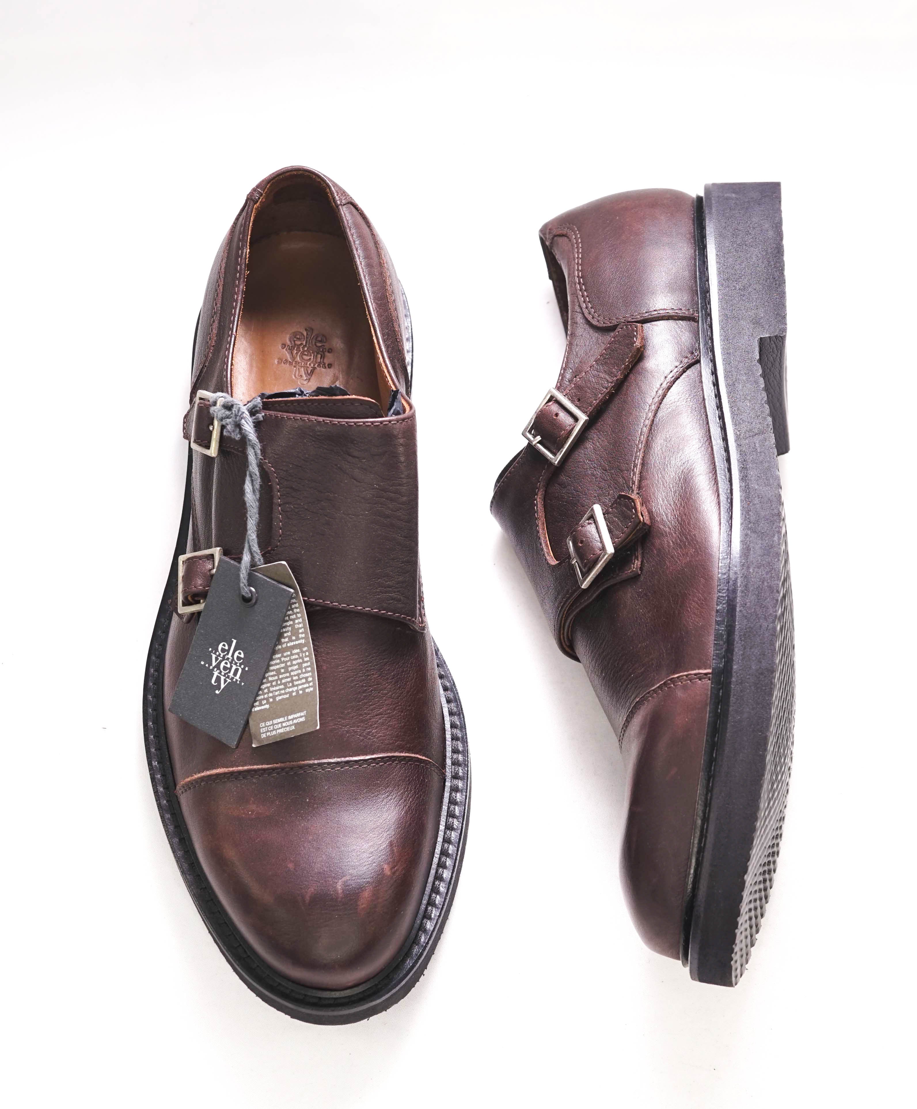 $895 ELEVENTY - Brown Monk Strap Brunello Style Leather Loafers - 10 US (43EU)