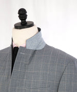 $1,895 CANALI - Gray Windowpane Textured Light Wool Blazer - 40R