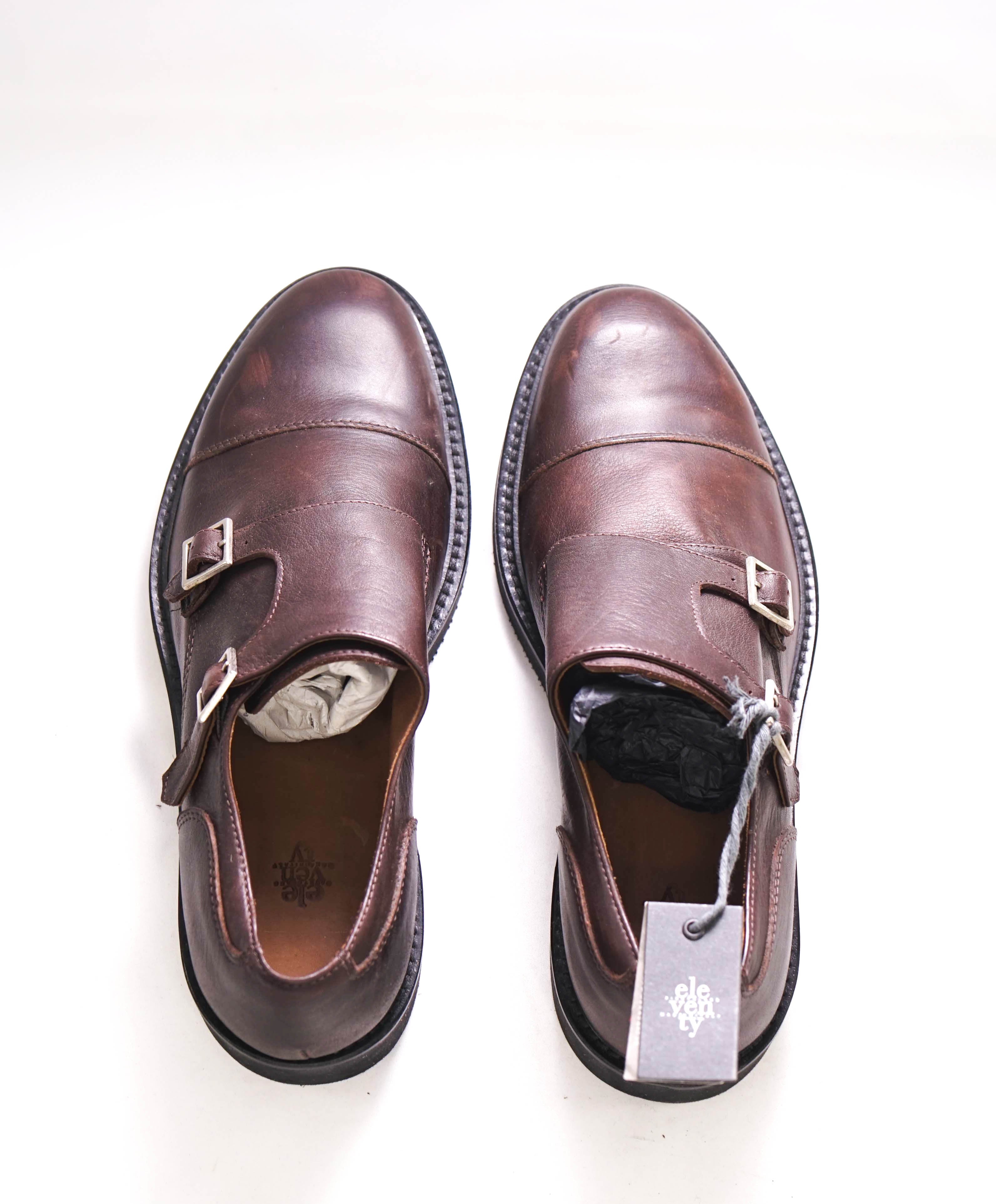 $895 ELEVENTY - Brown Monk Strap Brunello Style Leather Loafers - 10 US (43EU)