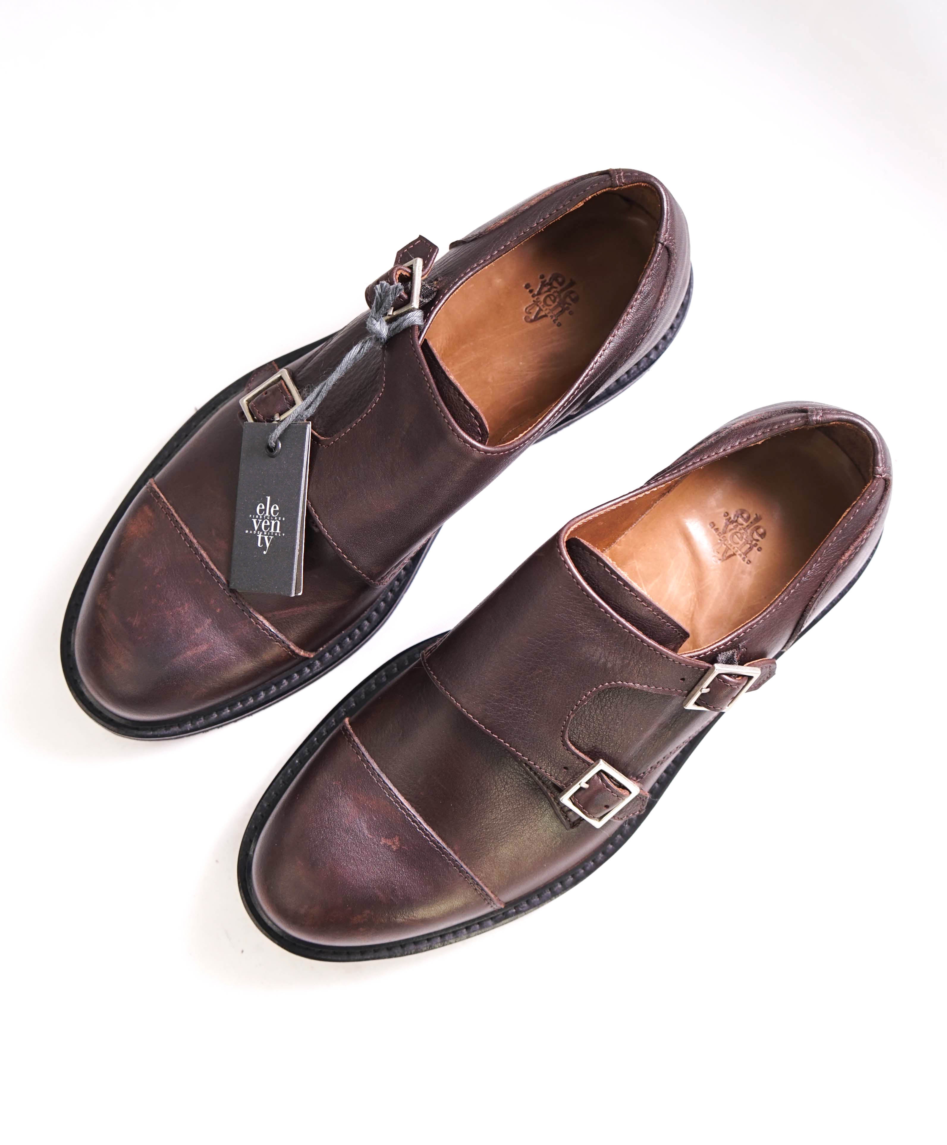 $895 ELEVENTY - Brown Monk Strap Brunello Style Leather Loafers - 7 US (40EU)