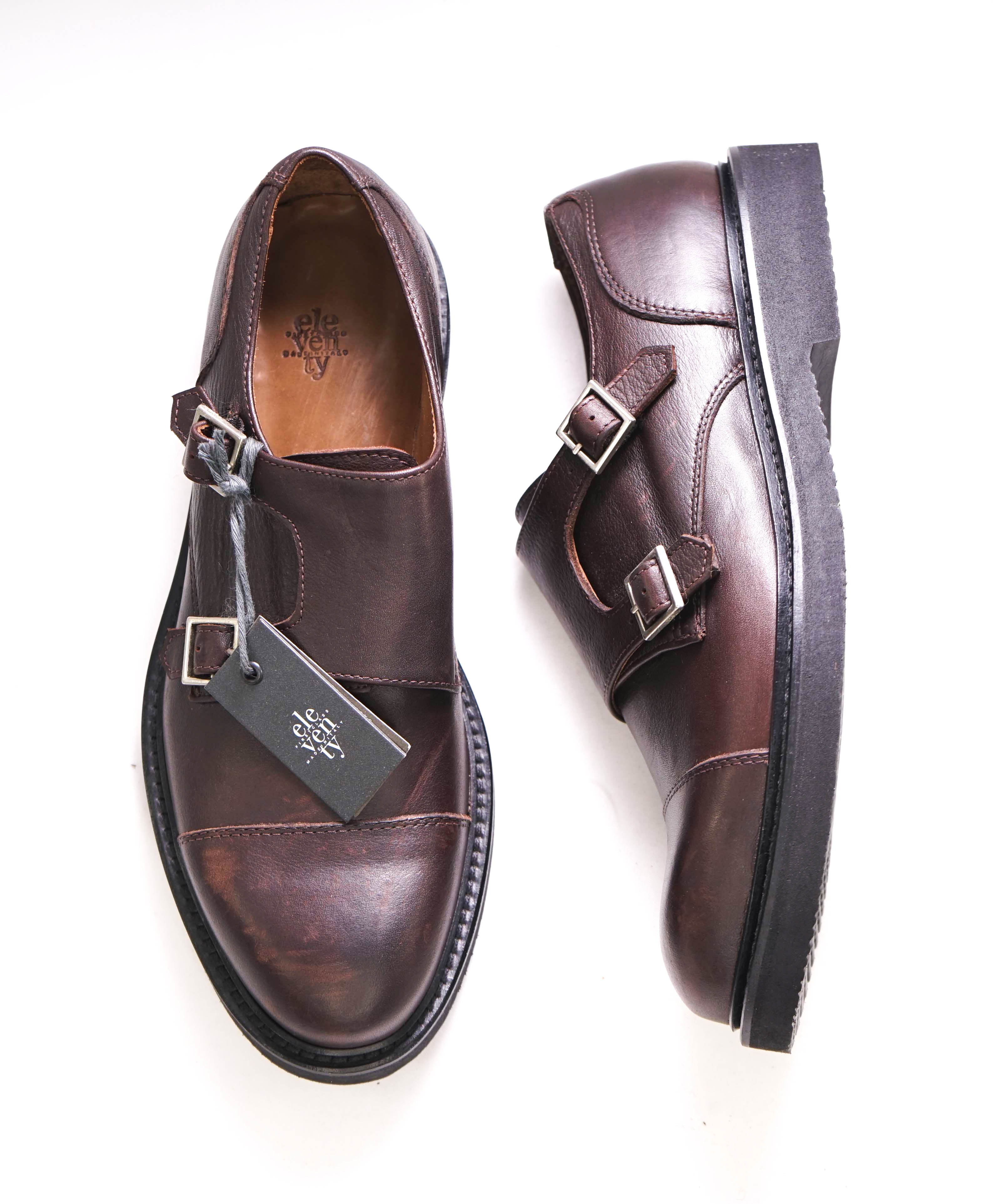 $895 ELEVENTY - Brown Monk Strap Brunello Style Leather Loafers - 7 US (40EU)