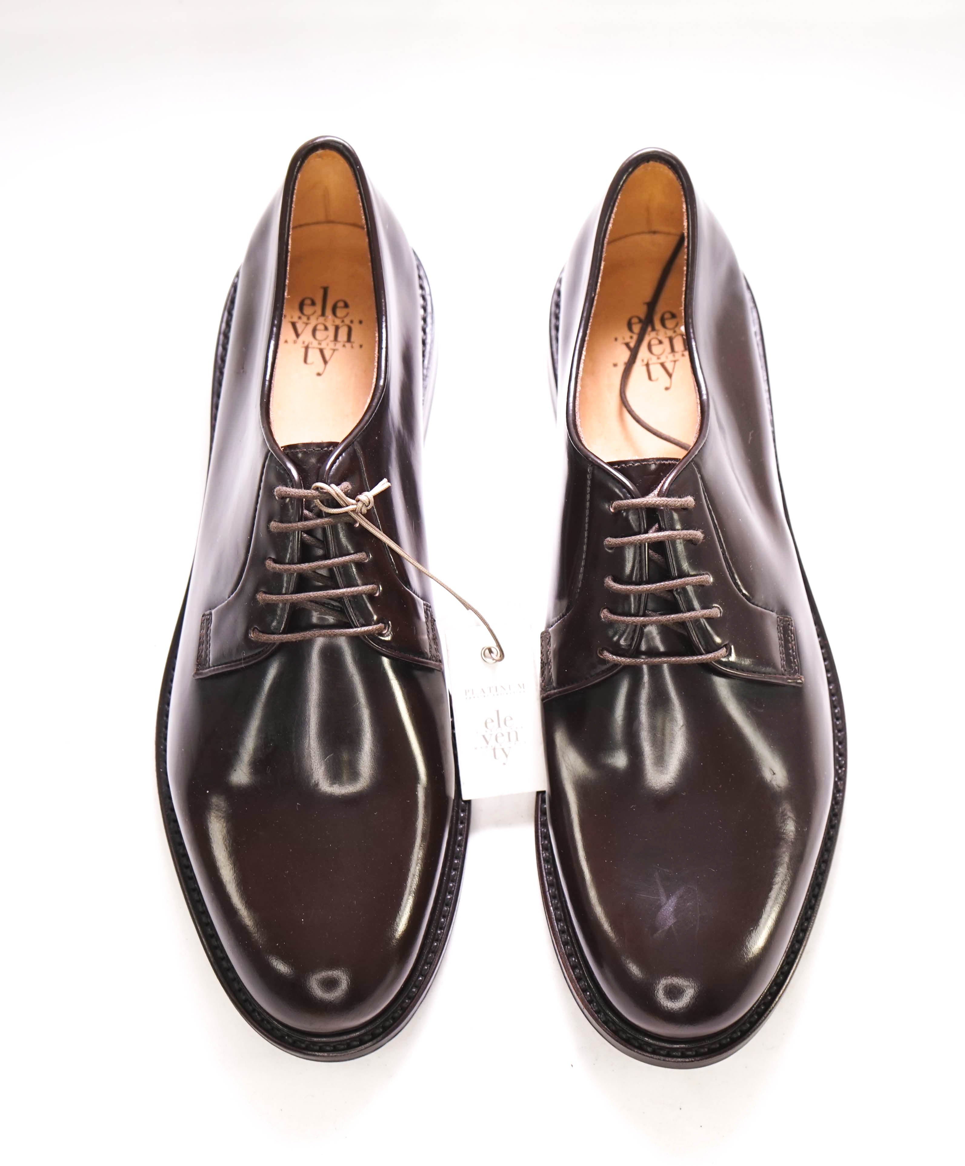 $895 ELEVENTY - Brown Derby Brunello Dress Shoes High Gloss - 11 US (44EU)